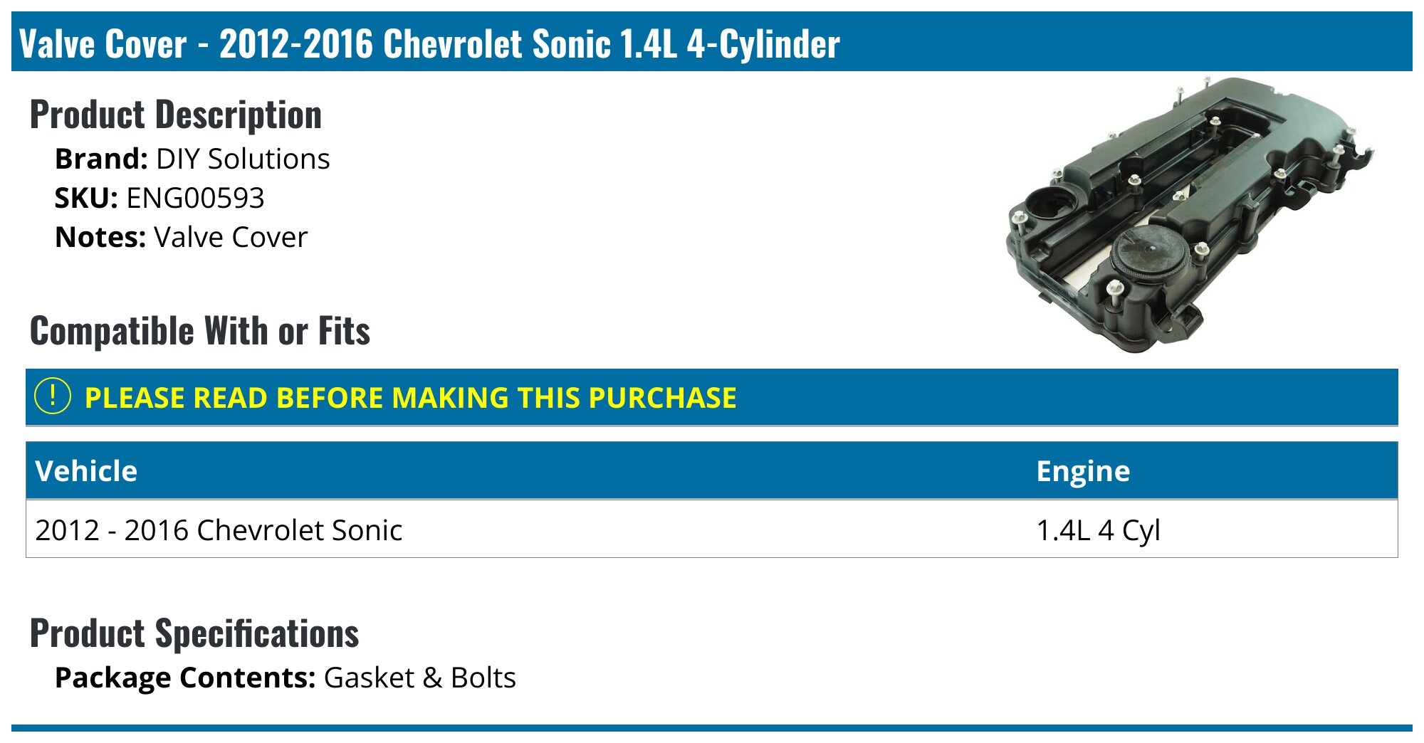 ISUMO Engine Air Intake Hose With Clamps – For Chevy Sonic 2013-2020 1.4L Turbo – OEM 95027313