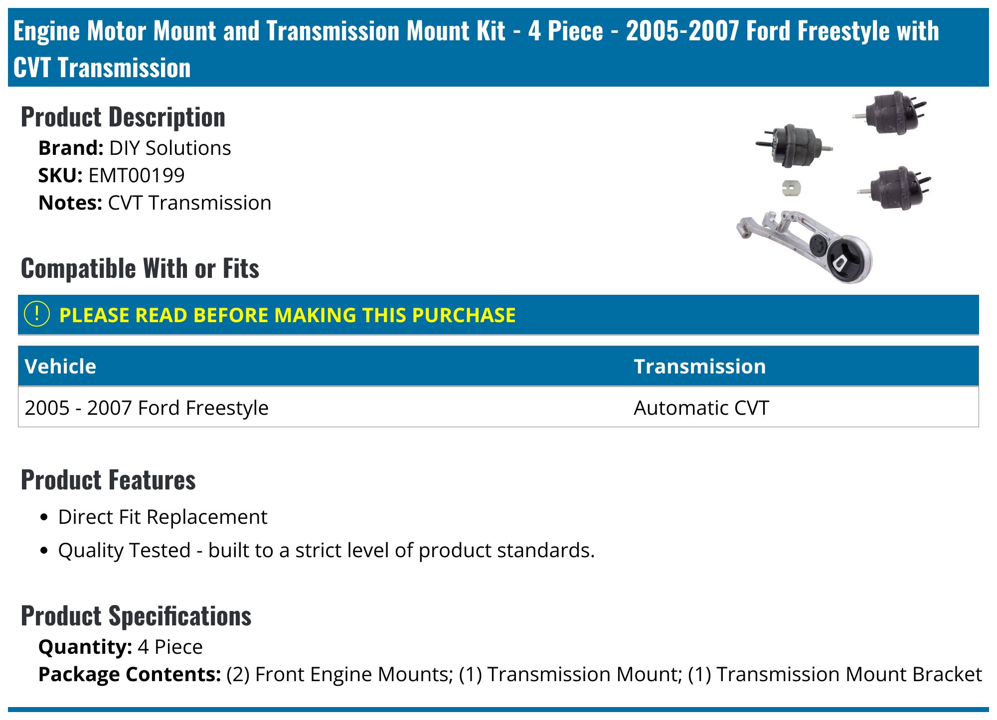 Harmonic Balancer A-Premium Engine / Crankshaft Pulley - Compatible With 2005-2007 Ford Five Hundred, Freestyle & Mercury Montego 3.0L V6 3.0L Engine Components