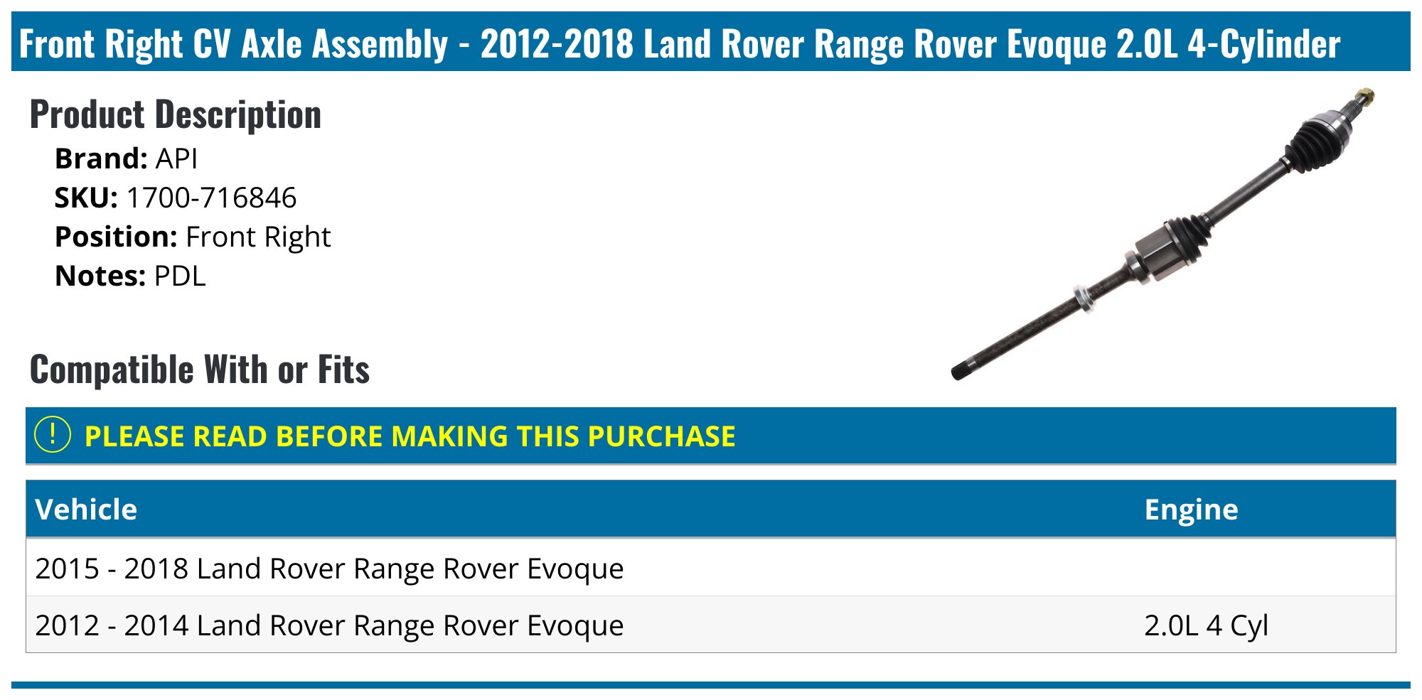 Double Axle Range Rover Land Rover Range Rover Evoque Axle - Drive Axles - TRQ API Autopart ...