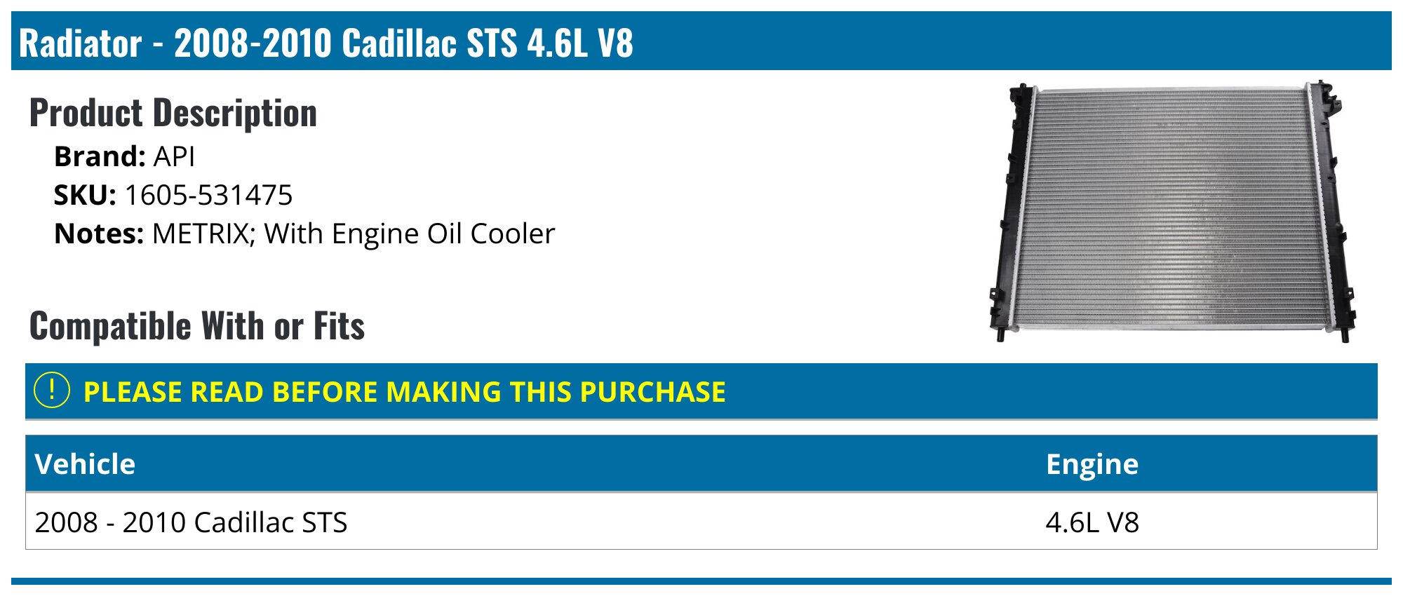 DNA Motoring OEM-RA-13111 1-Row Aluminum Core Radiator Compatible with