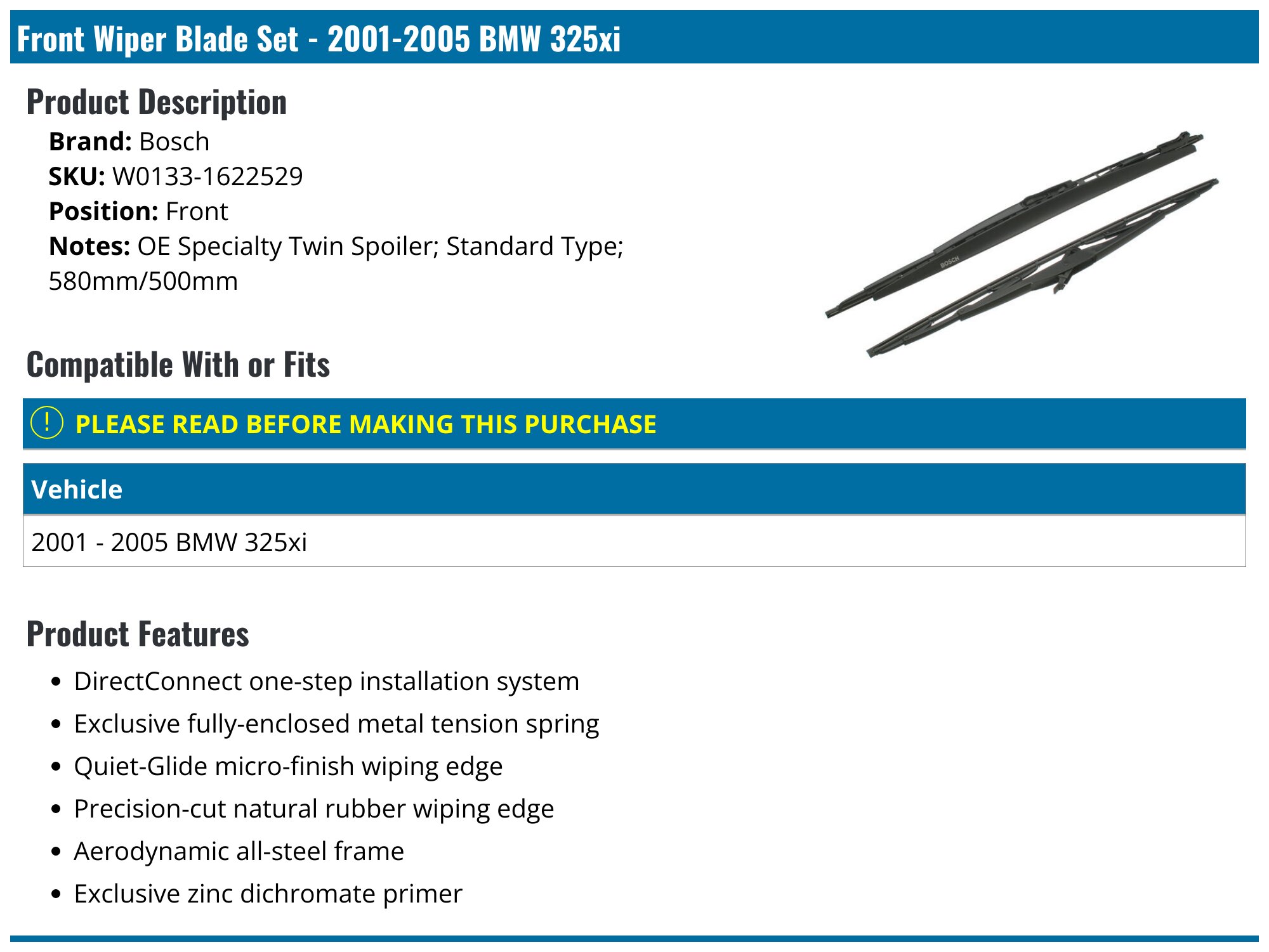 Windshield Wiper Systems For BMW M3 BMW Wiper Blades Set – Direct - Foto 7