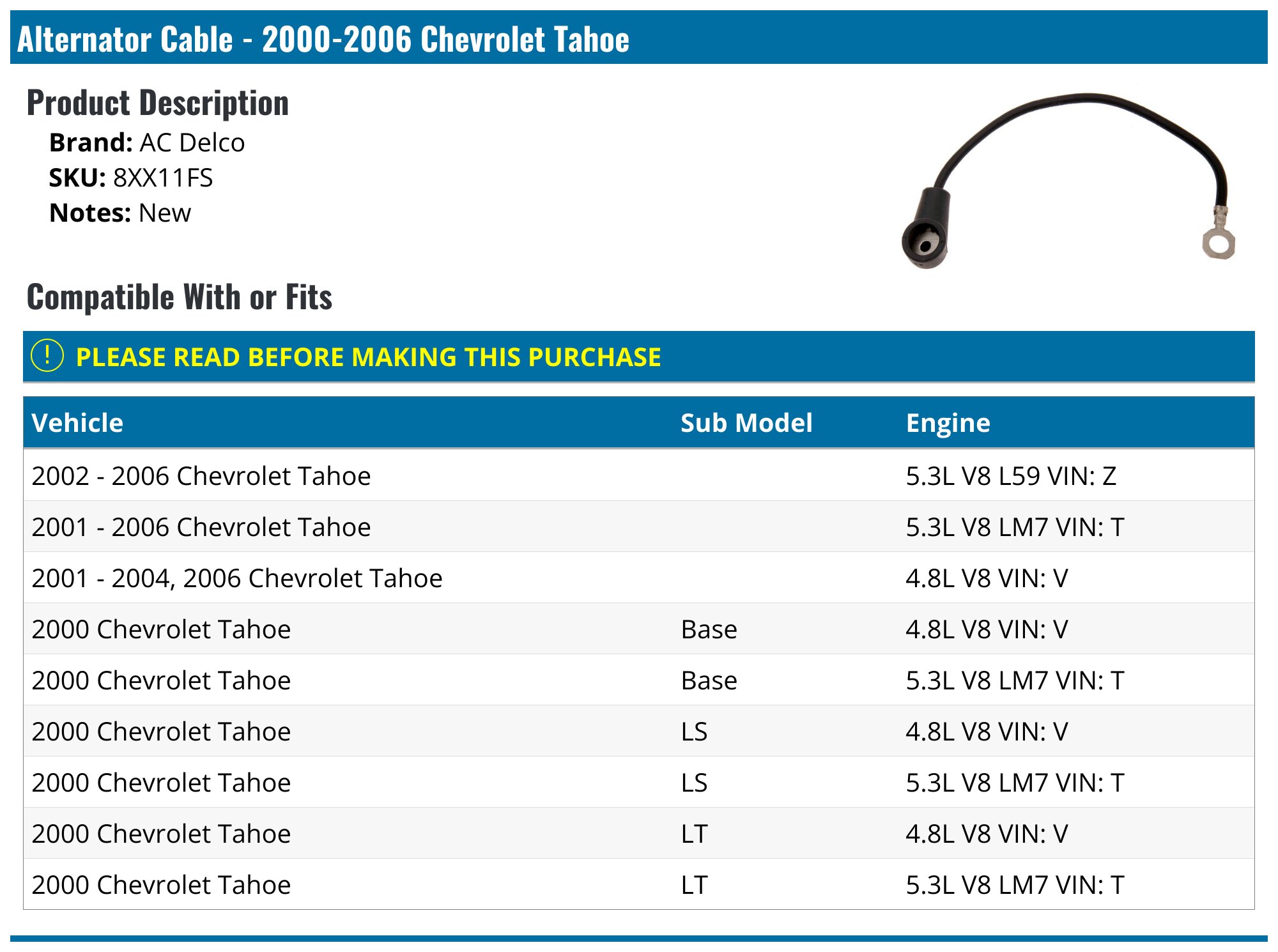 ACDelco GM Original Equipment 6GJB32FS Cable De Alternador
