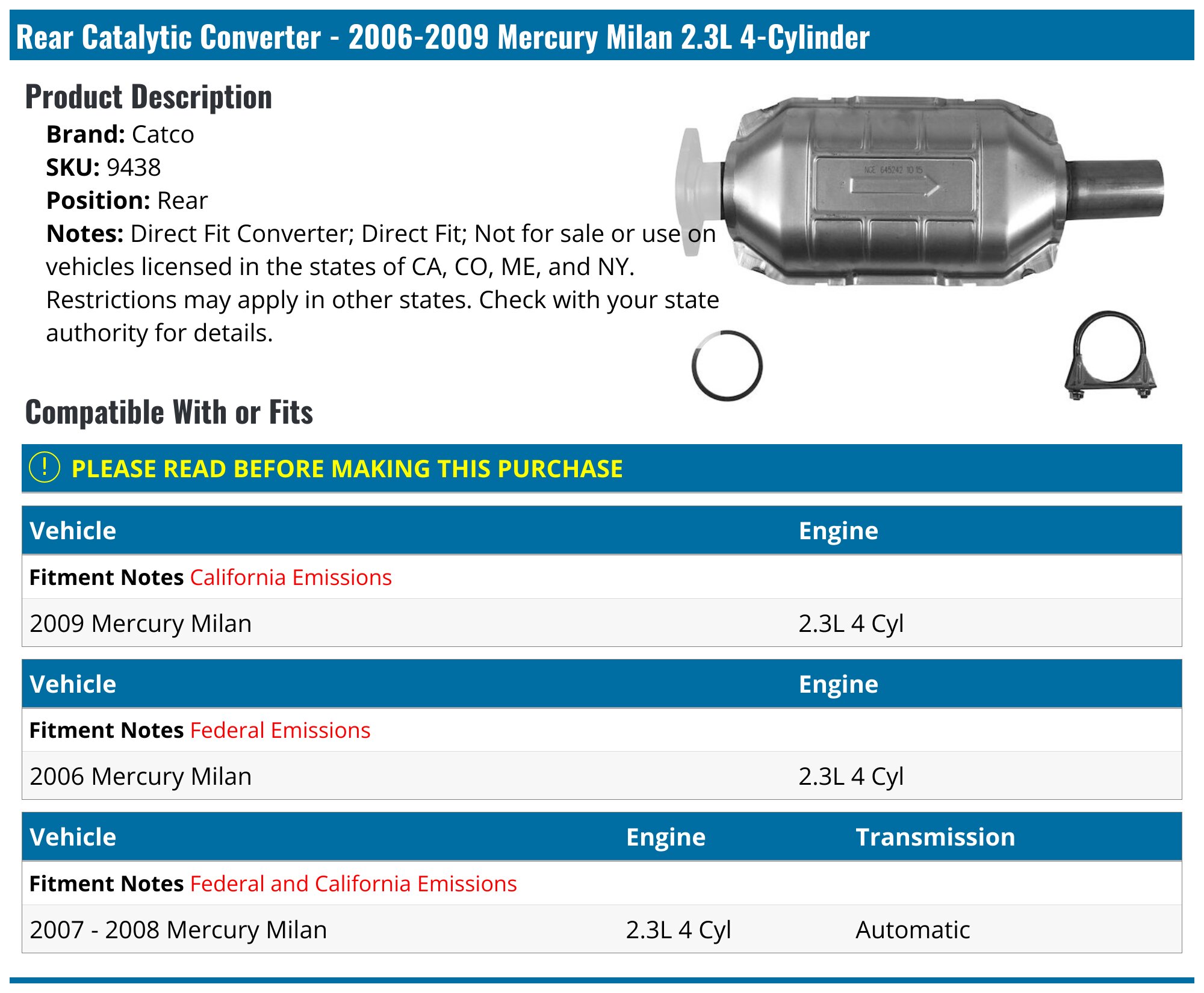 Motorcraft 77DQ79T PCV Valve Fits 2006-2009 Mercury Milan 2.3L 4 Cyl