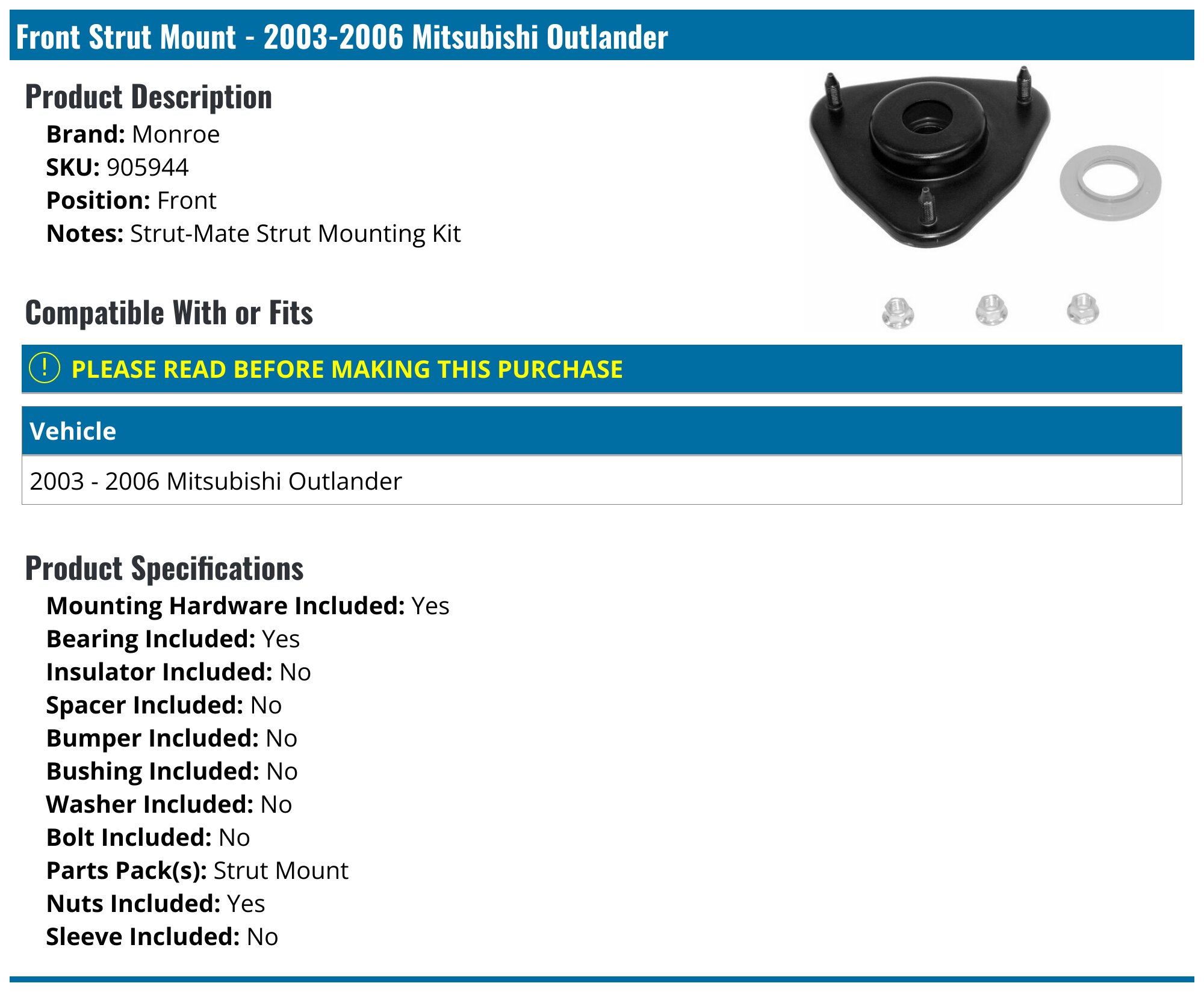 Monroe Strut-Mate SD-40427EC - Buy Auto Parts
