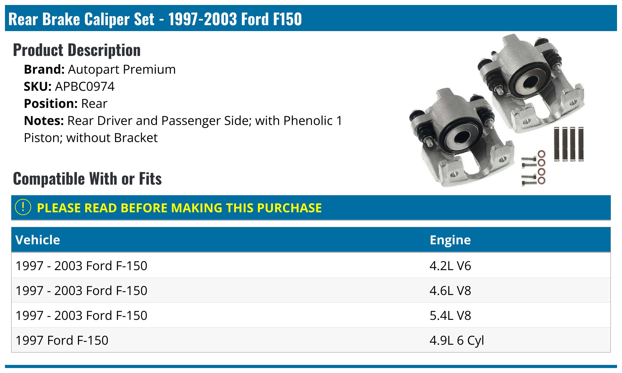 A-Premium Disc Brake Caliper Assembly With Bracket - Front Pair For A-Premium Disc Brake Caliper Assembly With Bracket - Front Pair For