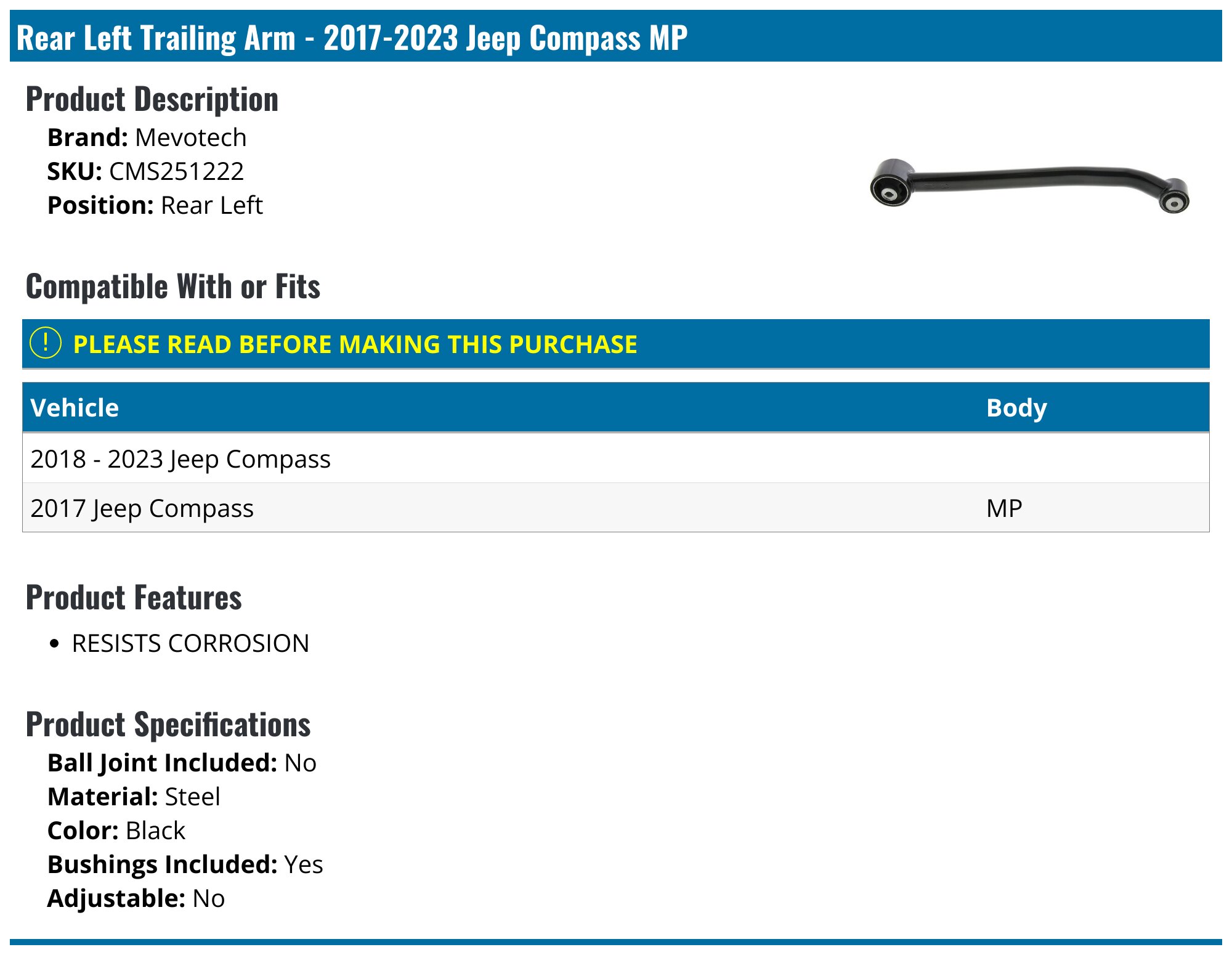 Control Arm Kit For 07-16 Jeep Patriot And Compass MK | Somar 4X4 - The