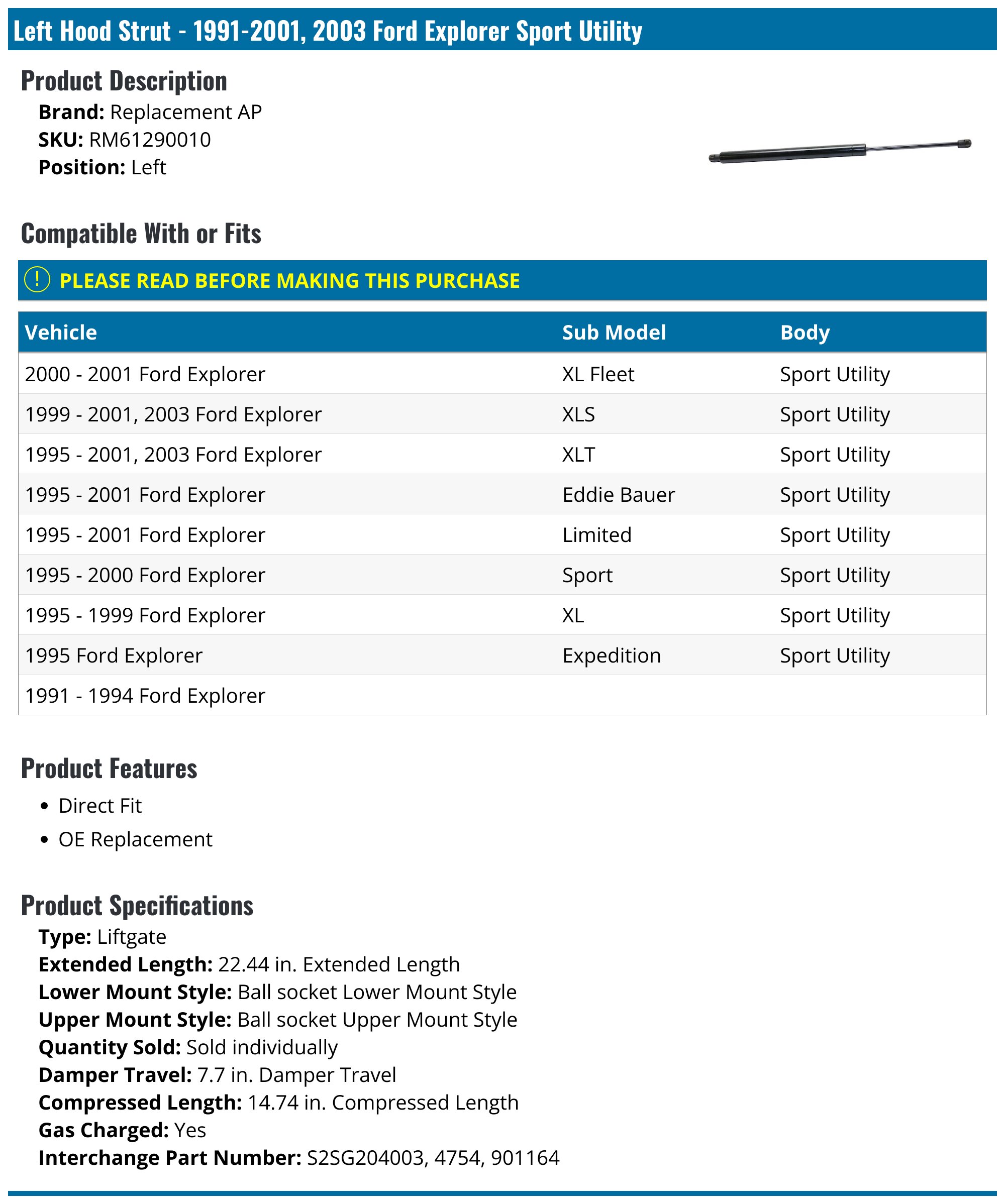 ECCPP 2pcs Rear Liftgate Lift Supports Struts Rods ECCPP 2pcs Rear Liftgate Lift Supports Struts Rods