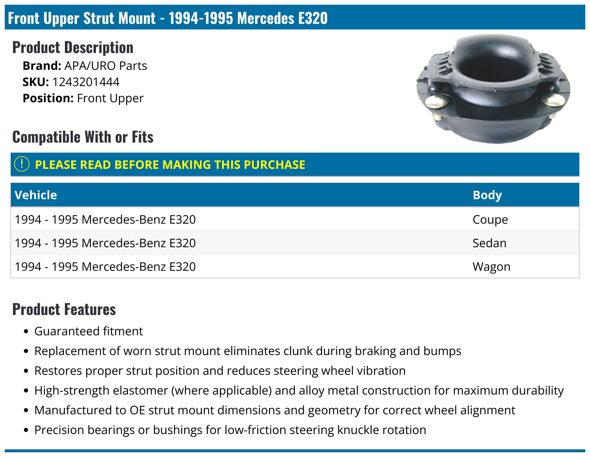Front Bumper Mid Outer Trim Bezel For Mercedes S450 S560 W222 (2018-2020) – Replacement For Part # 222-885-76-00 / 2228857600
