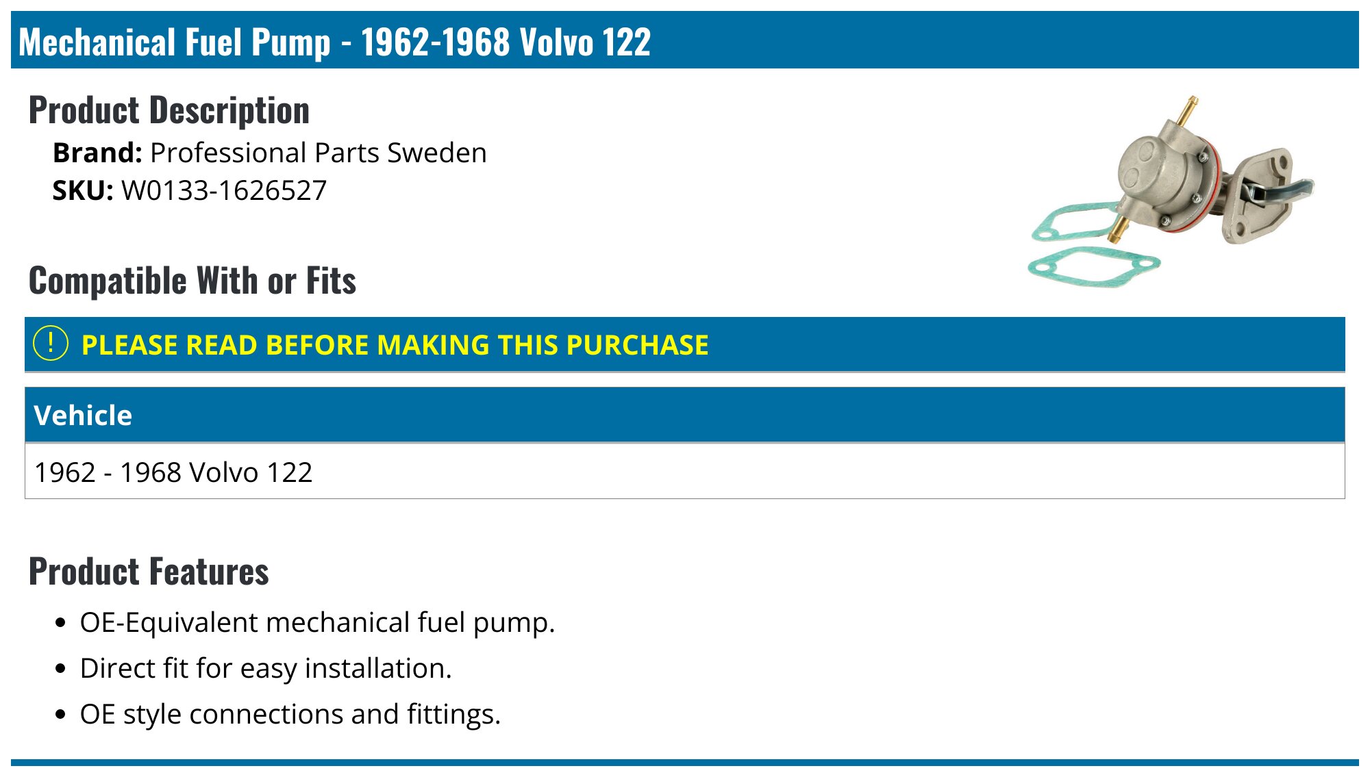 FAG Brake Master Cylinder For Volvo 122s & P1800s (1958-1967) - Disc Brake Compatible