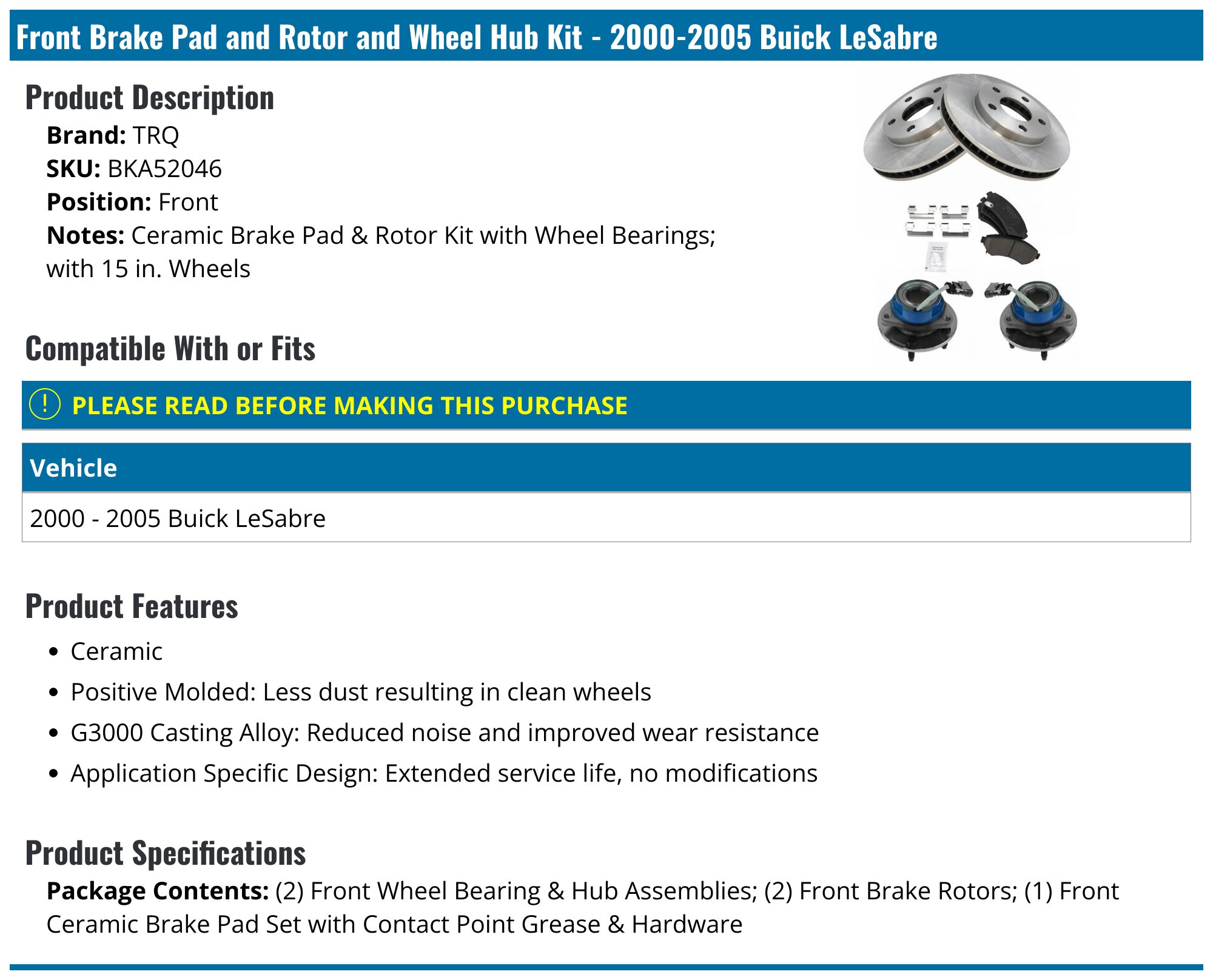PowerStop Rotor Kit | 2000–2005 Buick LeSabre (SC1543) main image 0