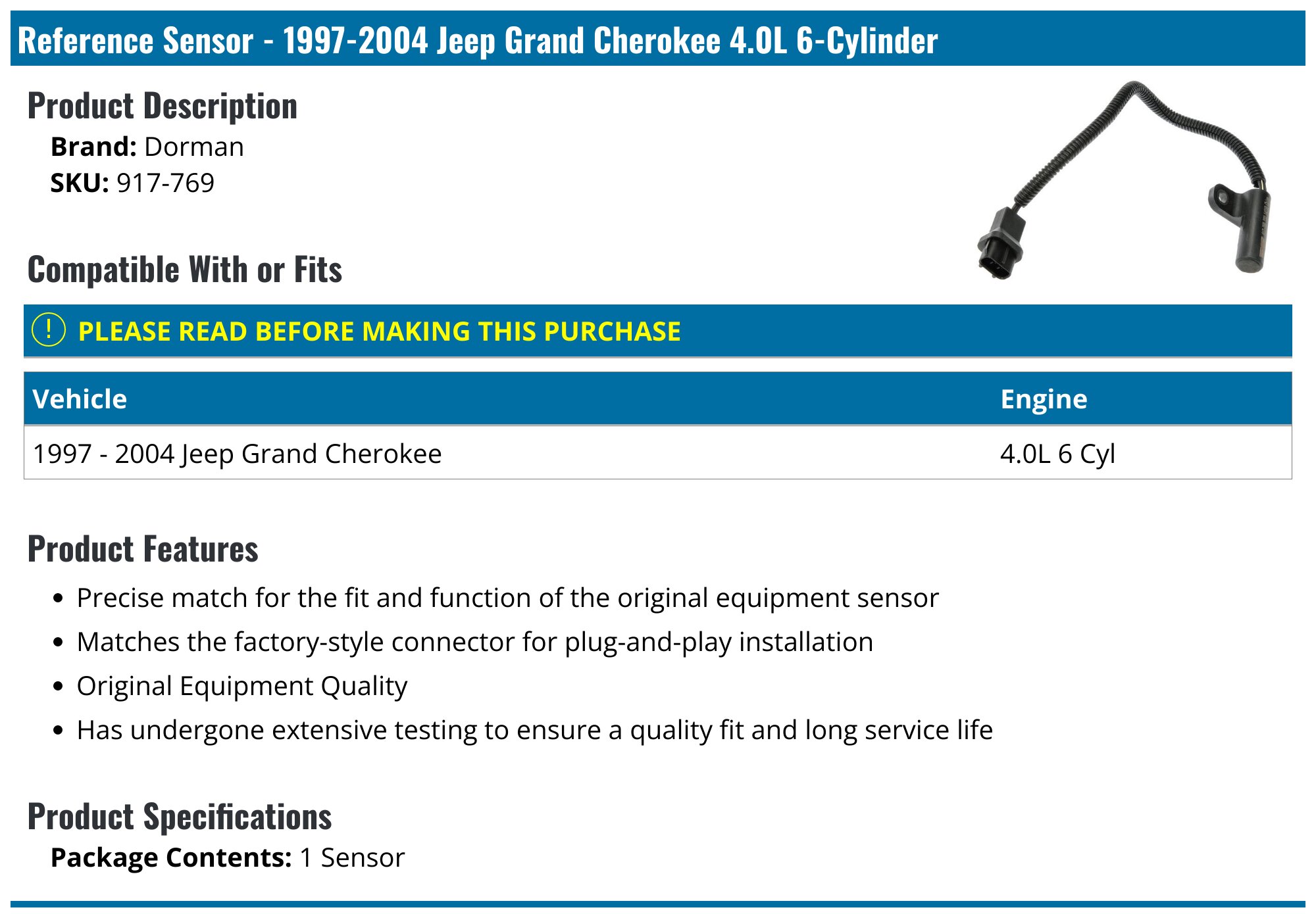 Buy Dorman Crankshaft Position Sensor Online | Ubuy