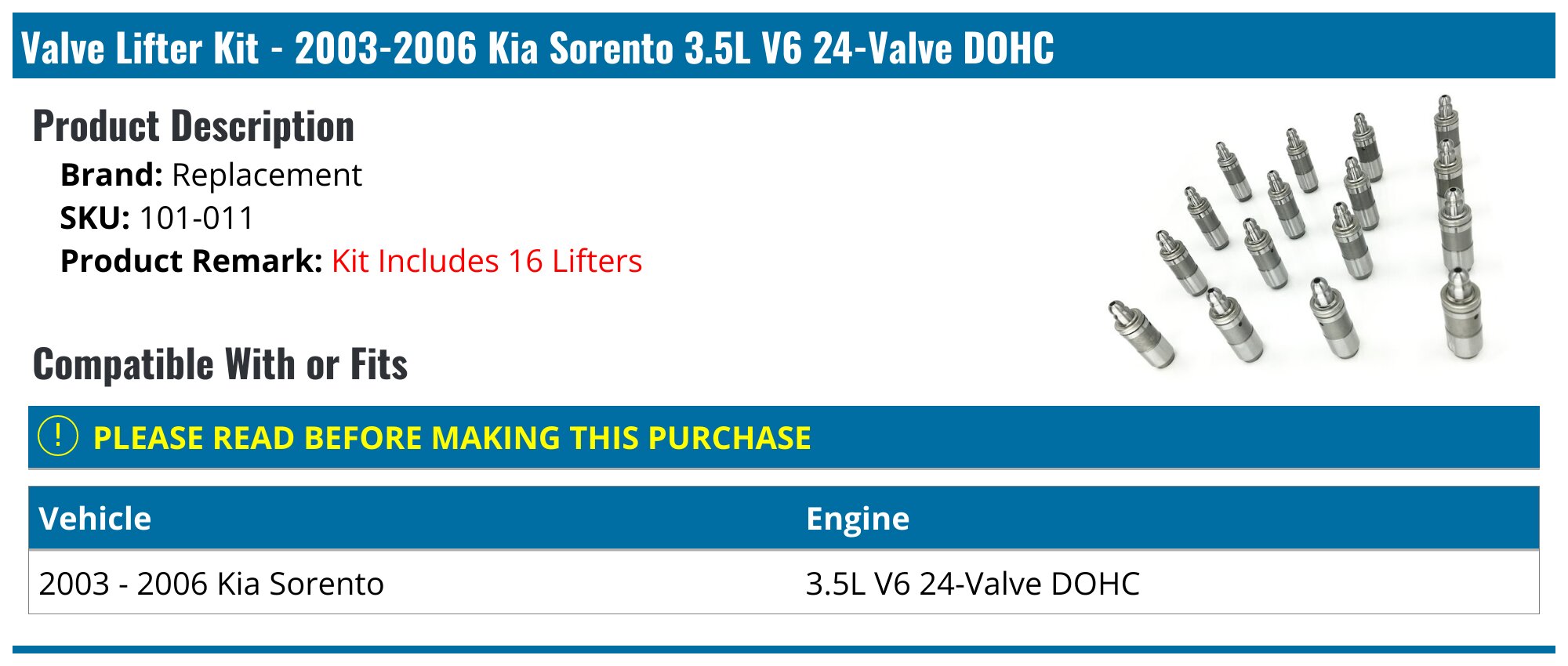 DNJ Intake Valves – 12-Piece Set For 2006-2016 Hyundai & Kia Sorento 3.3L 3.5L 3.8L V6