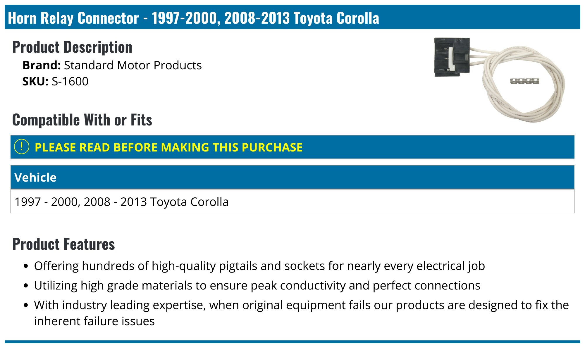 2013 TOYOTA COROLLA HORN RELAY LOCATION visual data 3