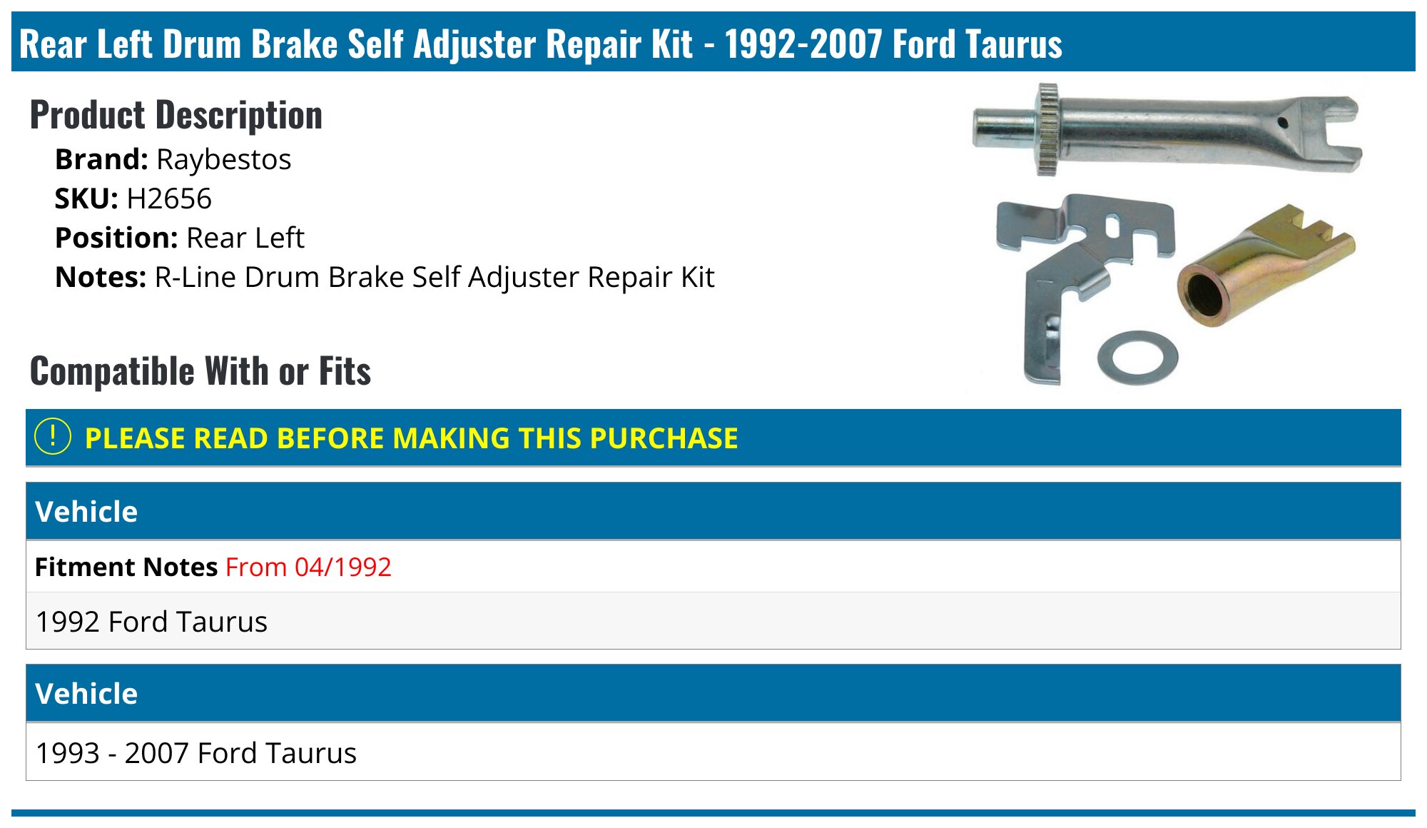 Dorman HW2622 Drum Brake Self Adjuster Repair Kit