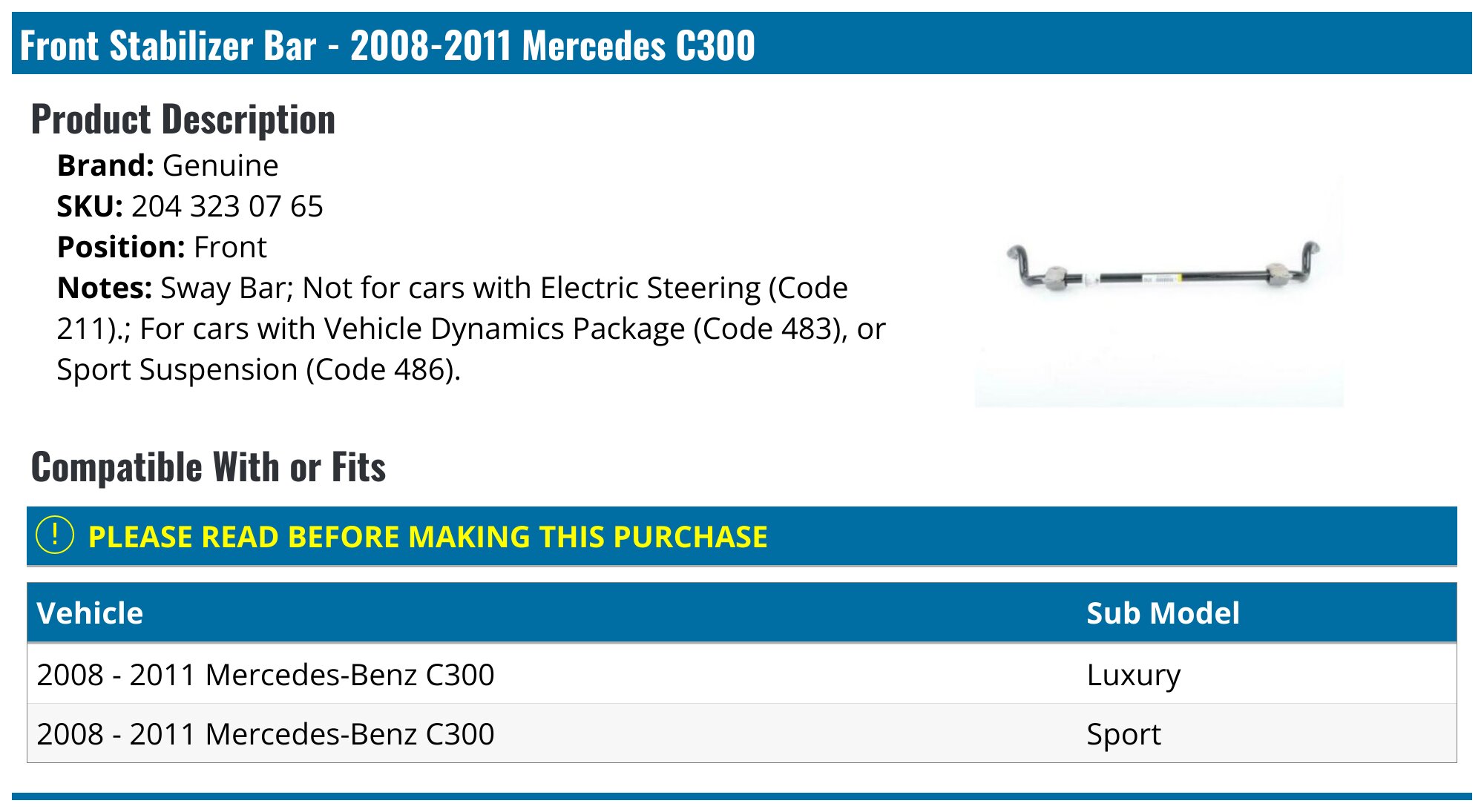 Front Complete Strut & Assembly for 2008-2011 Mercedes-Benz C300 Set Left Right