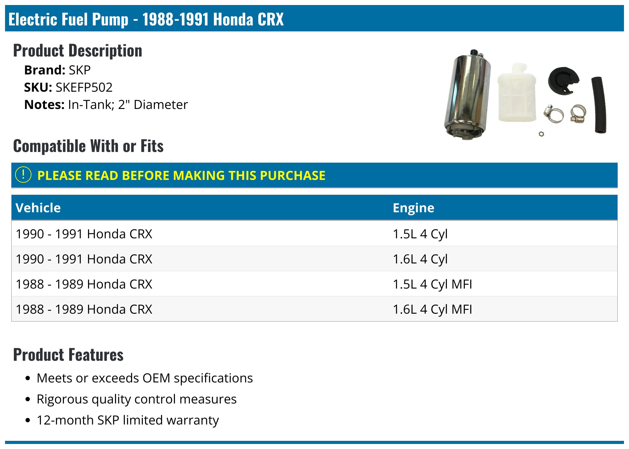 Beck Arnley Fuel Pressure Regulator – Fits 1988-1991 Honda CRX – 33895TM