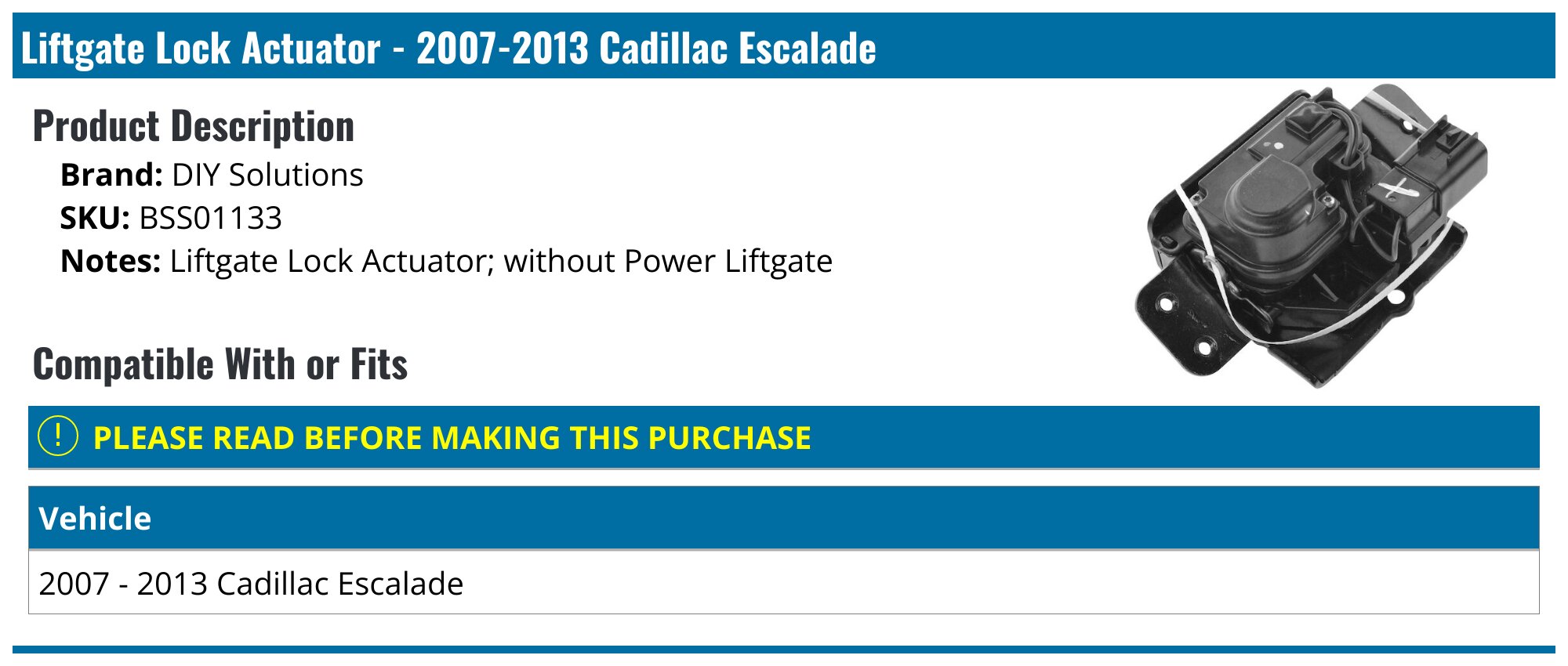 20072013 Cadillac Escalade Liftgate Lock Actuator DIY Solutions