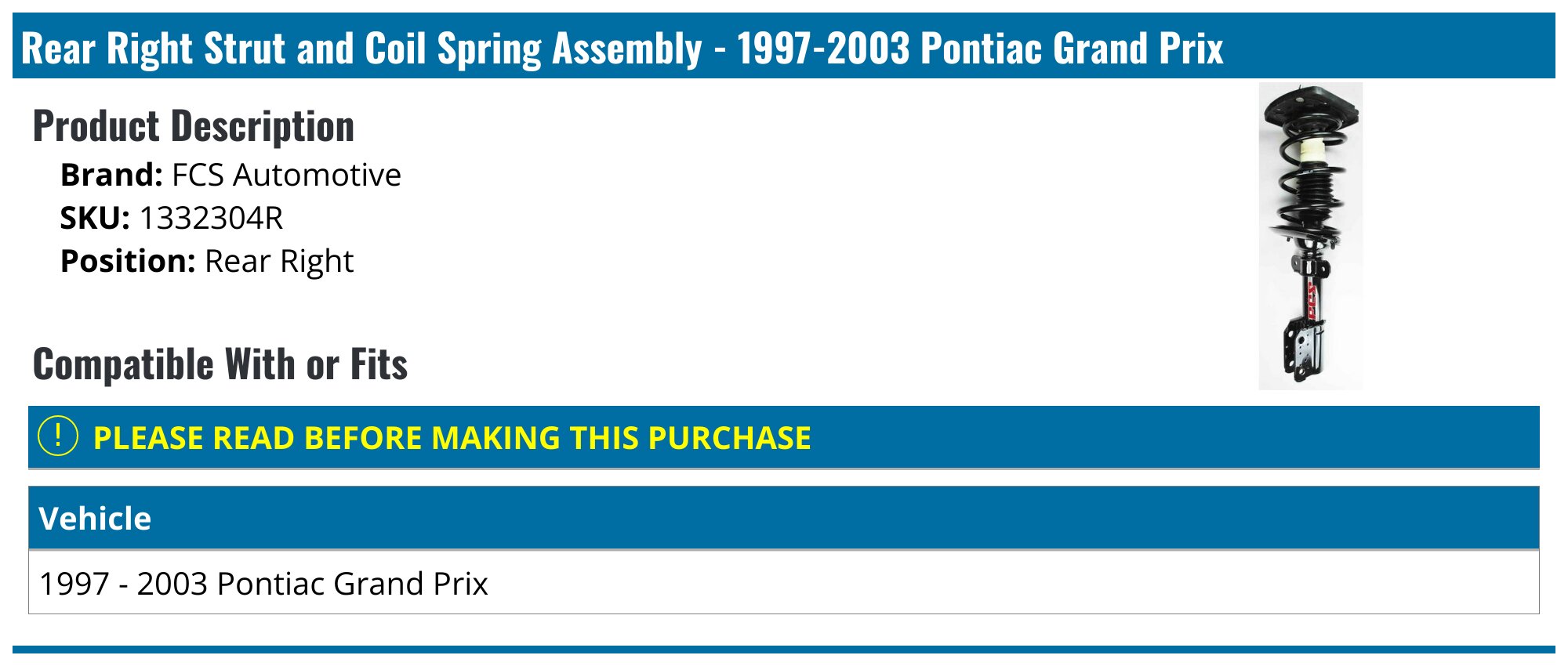 Unity Automotive Complete Strut Bundle – Front & Rear – 2004-2008 Pontiac Grand Prix – 17" Wheels