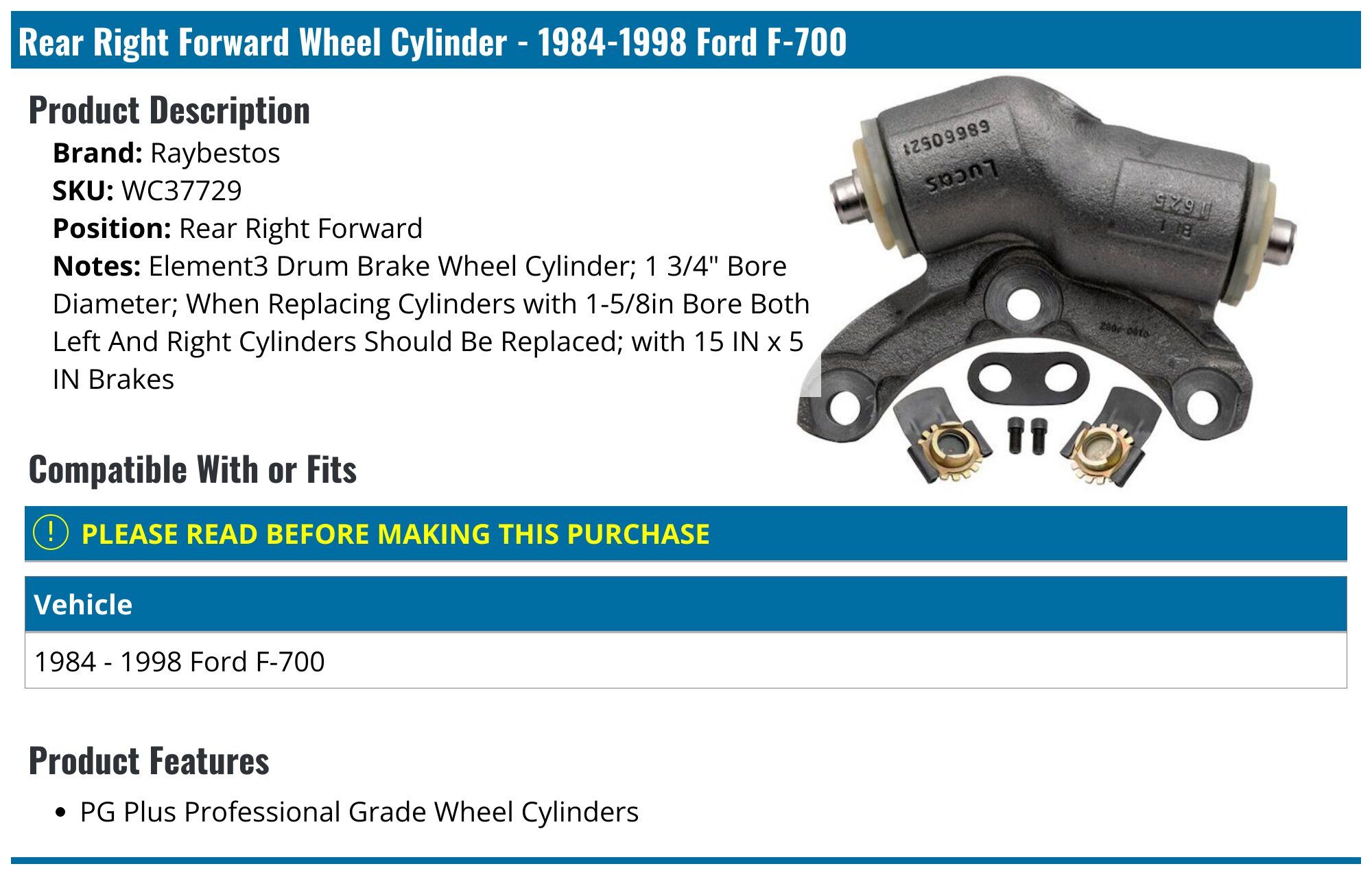 OAS Brake Wheel Cylinders (Pair) For Ford F-250 1966-1984 – Rear Left & Right, 15/16" Bore