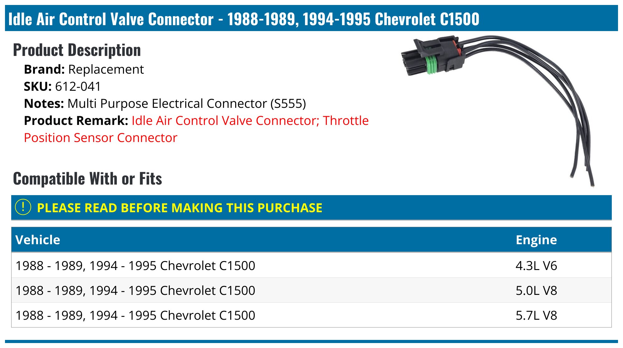 Idle Air Control Valve For Chevrolet Trucks & Cars 1982-2003 - Replaces 17111289, 17111460
