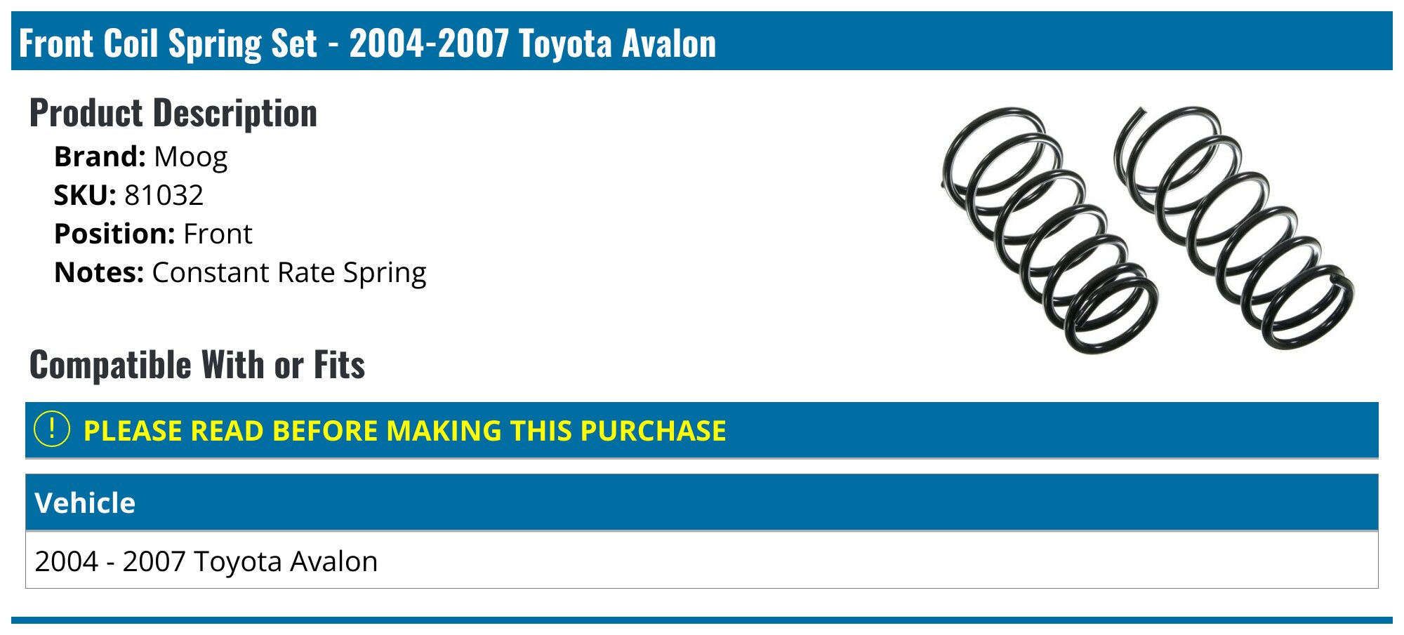 Coil Spring Set Moog CC842 80066163895