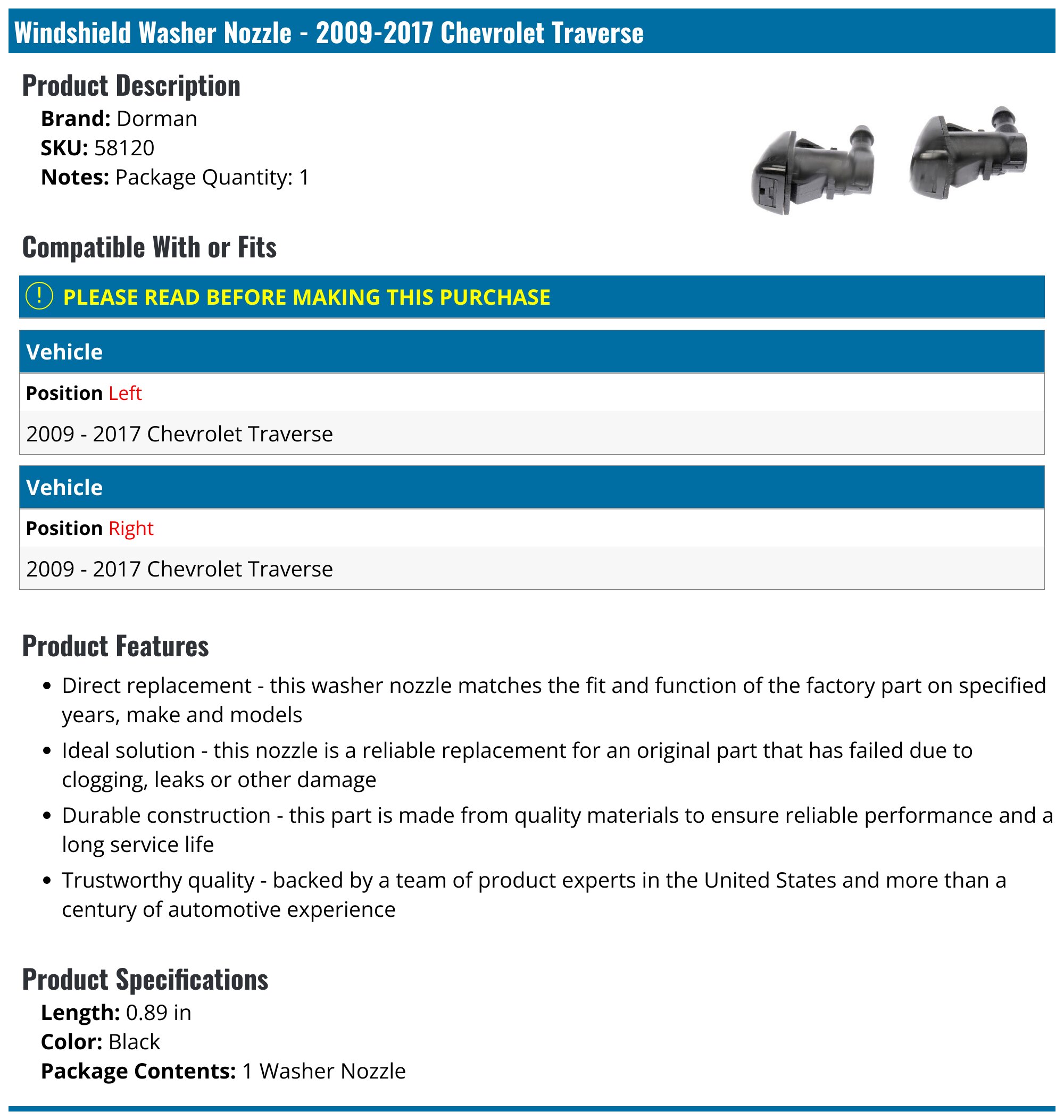 Dorman HELP! Windshield Washer Nozzle 58110 | O'Reilly Auto Parts Dorman HELP! Windshield Washer Nozzle 58110 | O'Reilly Auto Parts