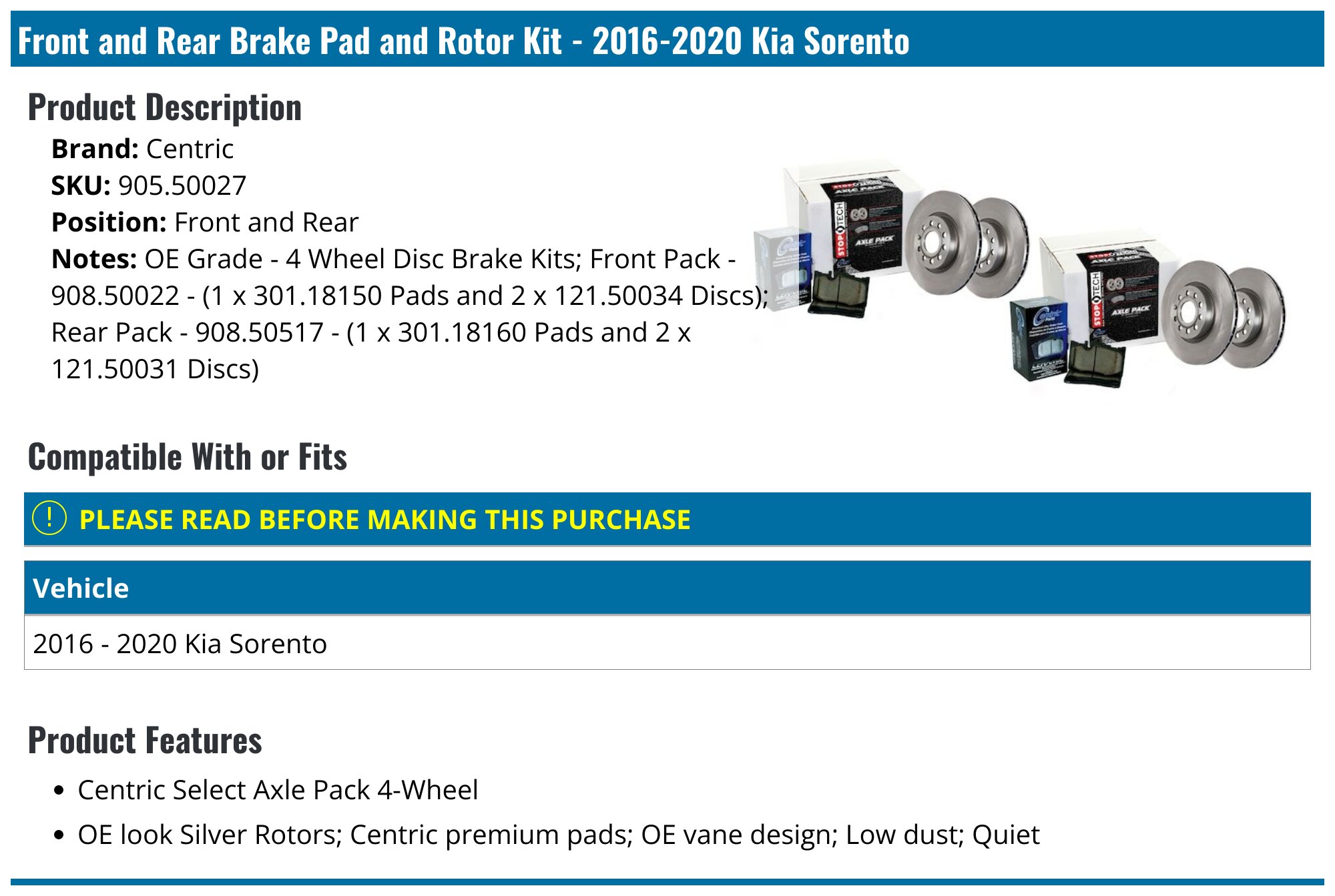 DAMAIJOY Disc Brake Rotor and Pad Set Kit Front Side Posi Ceramic