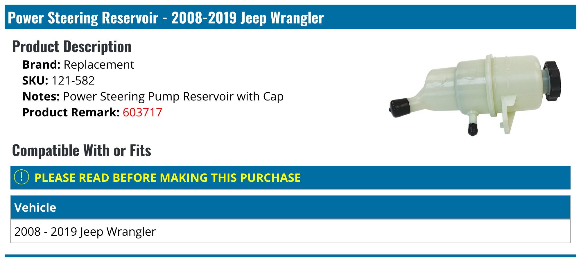 20082019 Jeep Wrangler Power Steering Reservoir Replacement 121582