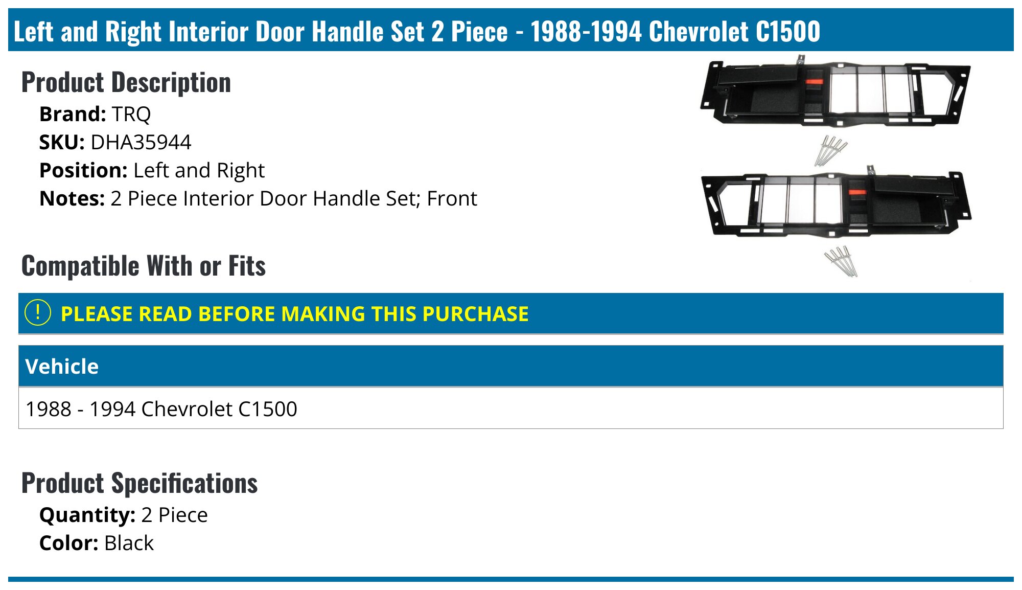 99-06 Chevy Chrome ABS 2DR Door Handle Covers (With Passenger Key Hole