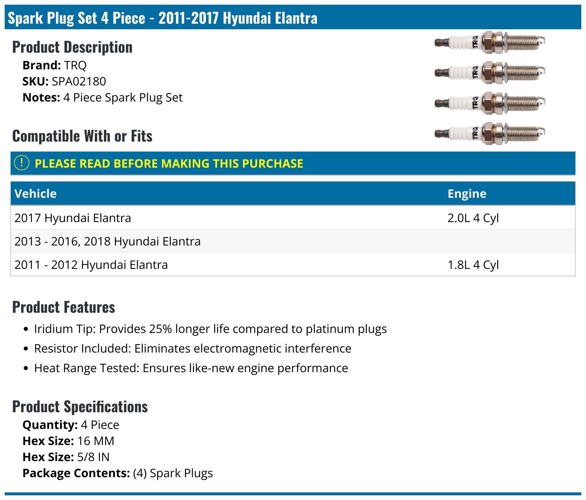 Genuine OEM Spark Plug Set (Set of 4