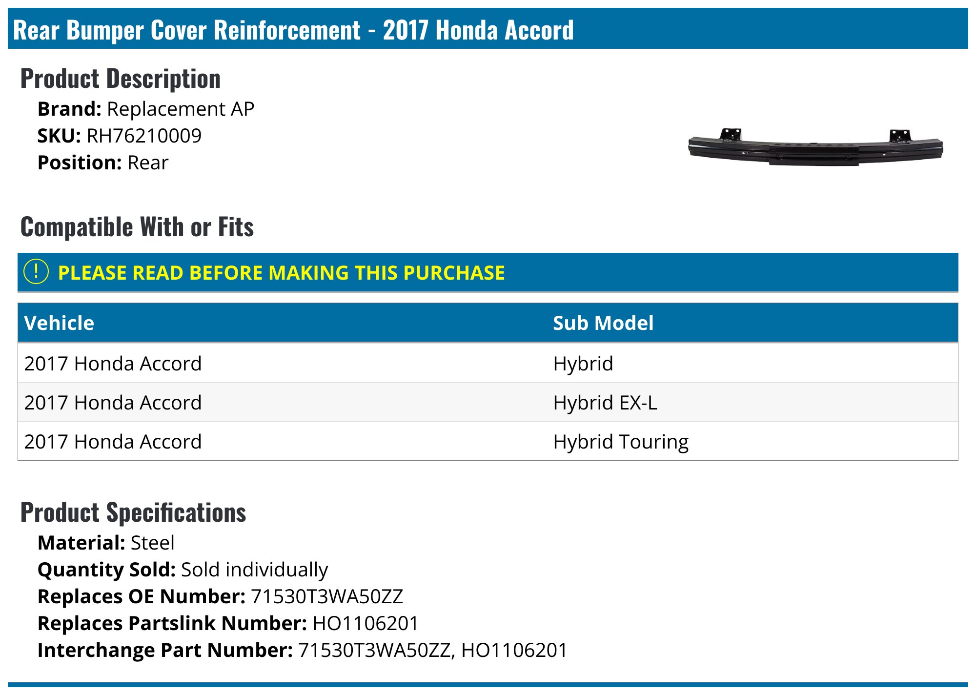 Radiator & Condenser Assembly For 2013-2017 Honda Accord - Direct Fit Replacement