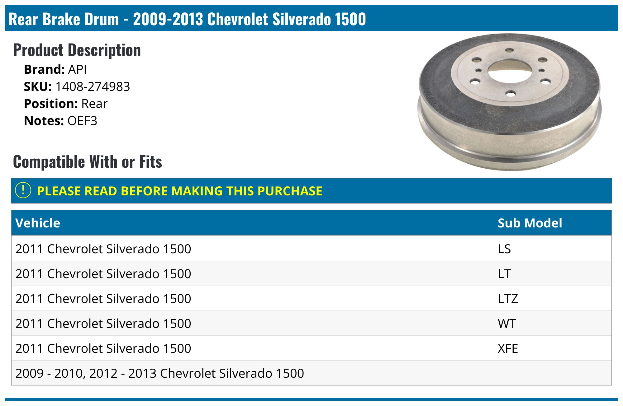 Bendix Premium Drum And Rotor PDR0499 Rear Brake Drum 1 Pack