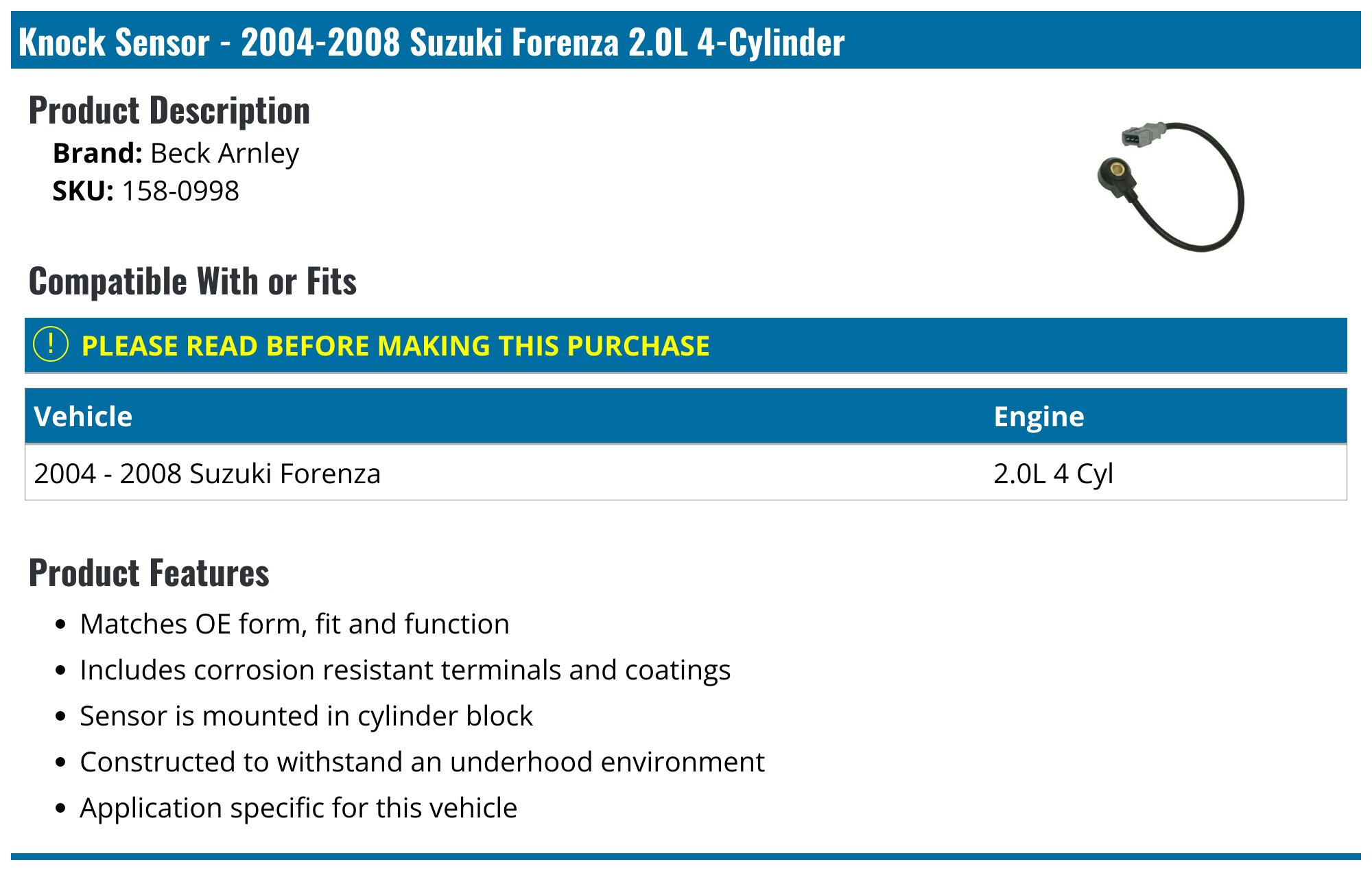 BeckArnley 158-0615 Throttle Position Sensor