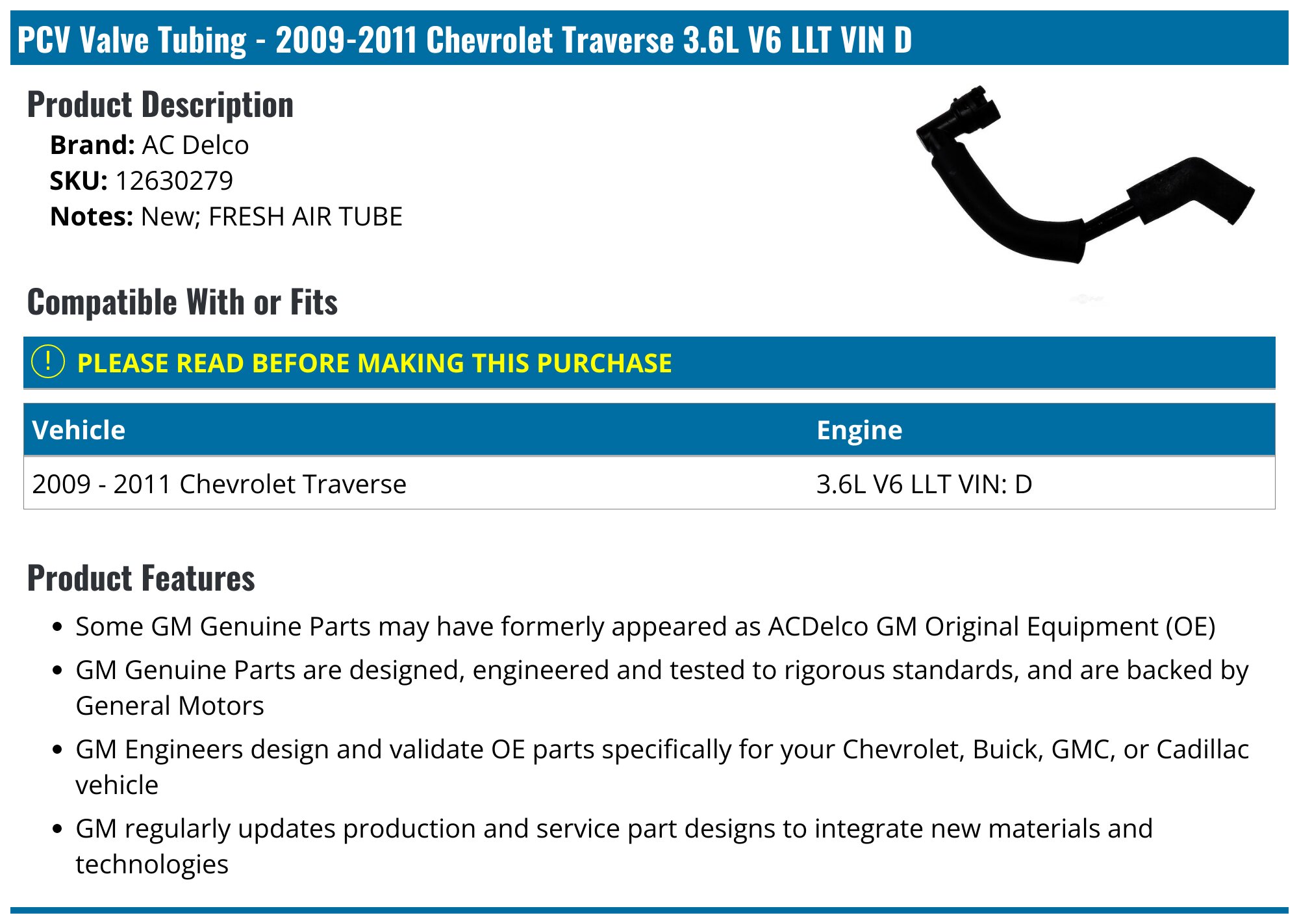 Válvula Pcv Chevrolet Traverse 2009-2020 | Meses sin intereses Válvula Pcv Chevrolet Traverse 2009-2020 | Meses sin intereses