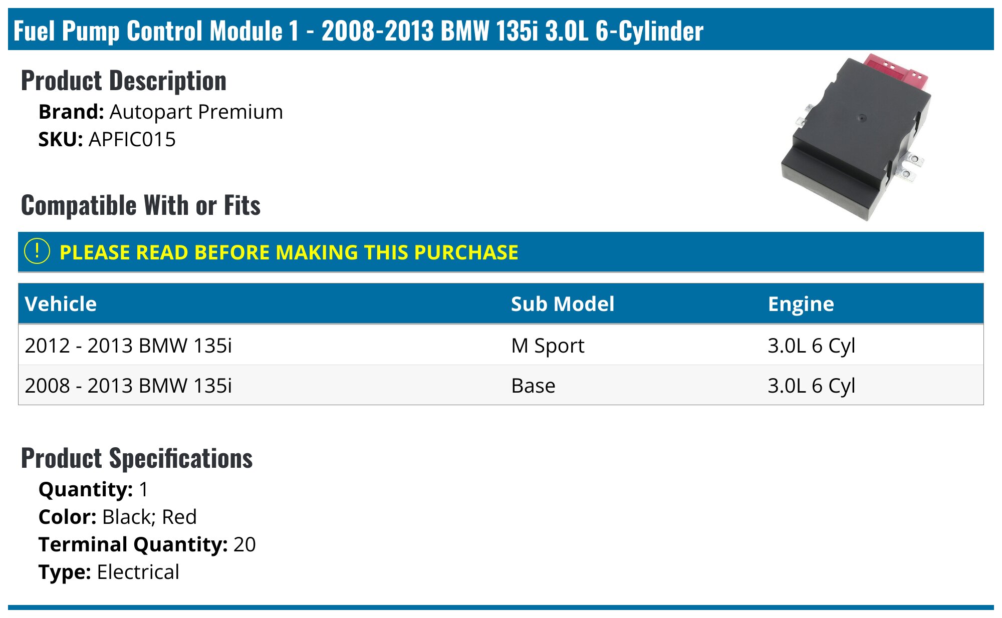 2008-2013 BMW 135i Fuel Injector Control Module - Autopart Premium ...