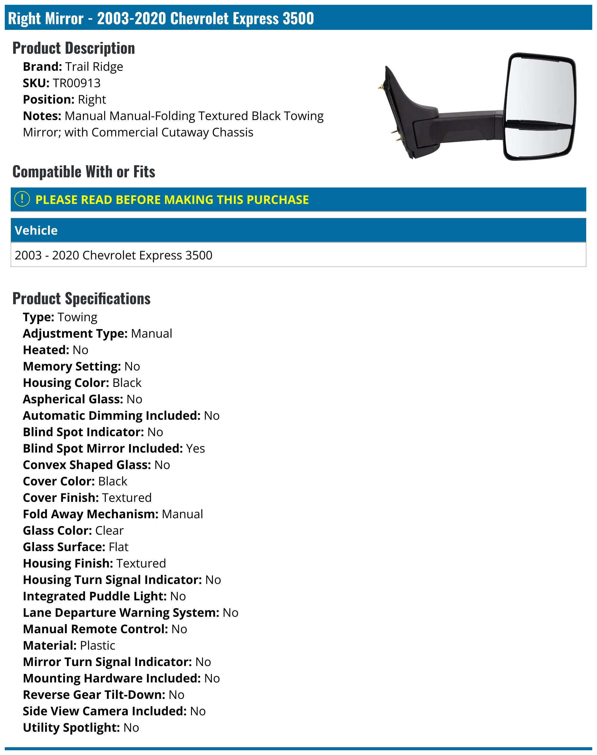 OE Replacement Passenger Side Mirror For Chevrolet Aveo - Right Hand Side, Fits 2004-2008 Models