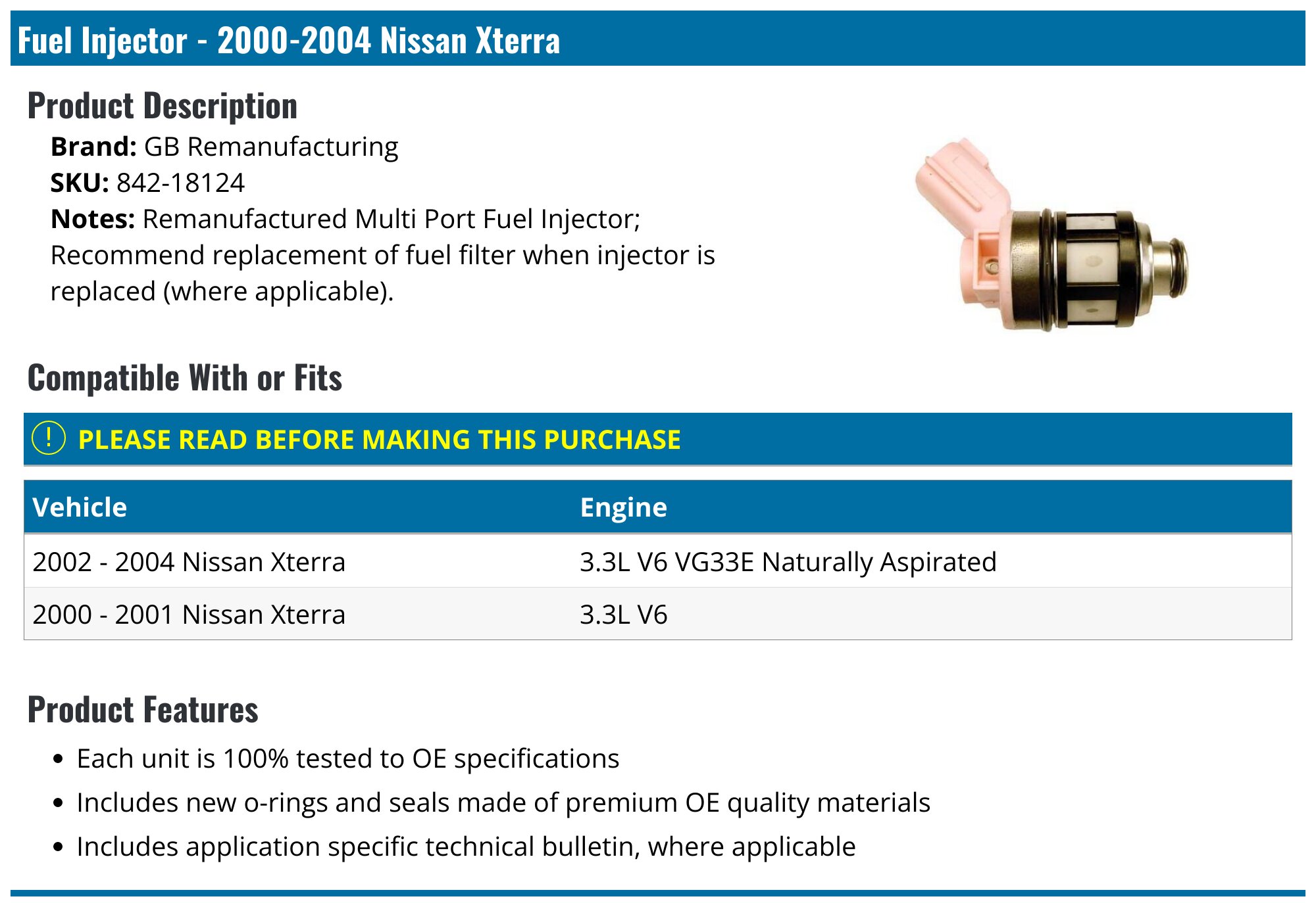 Fuel Filter For 2000-2004 Nissan Xterra 2001 2002 2003 SK367KF