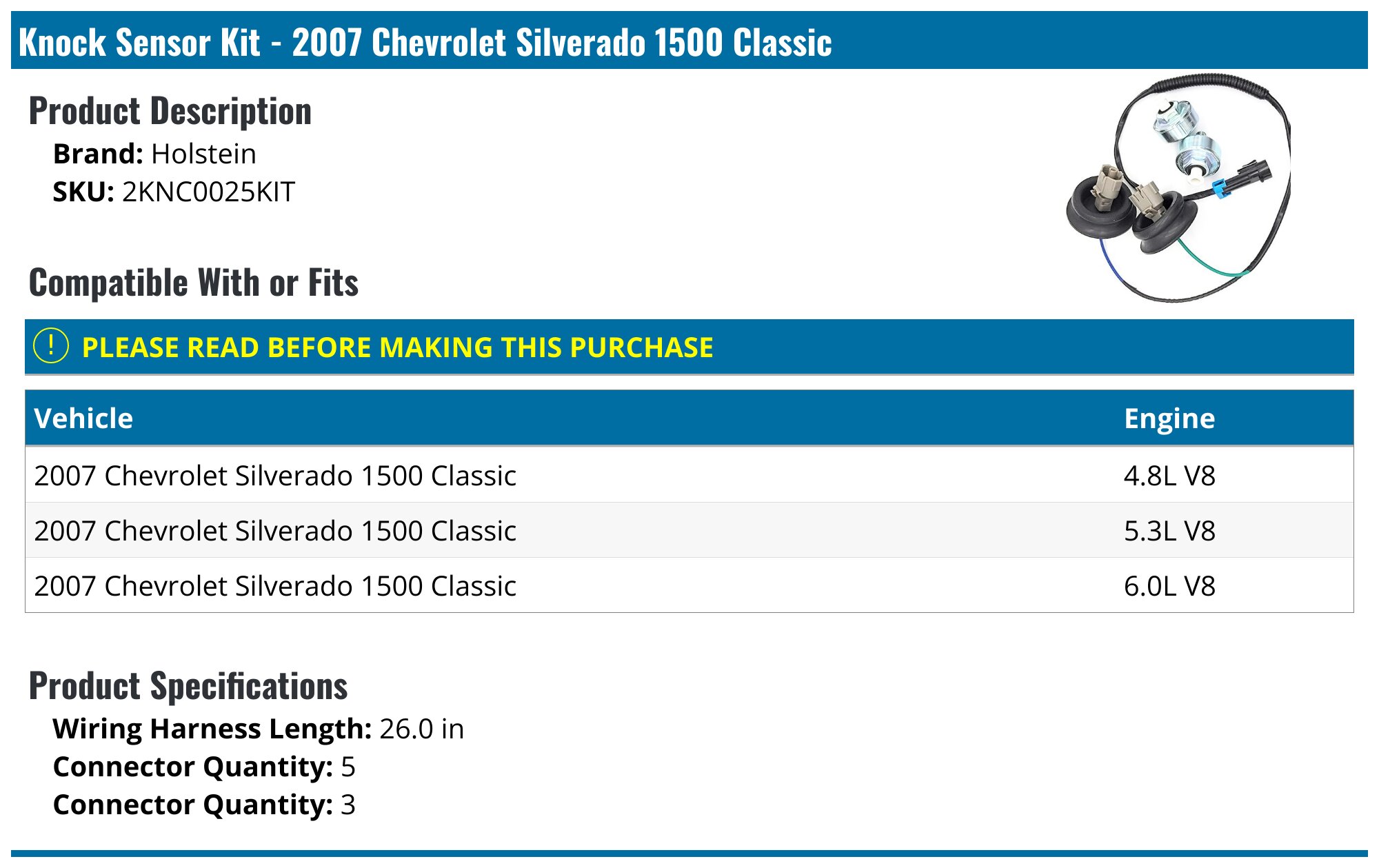 Intake Manifold Gasket Kit With Knock Sensor For Chevy Silverado 1500 5.3L / 6.0L