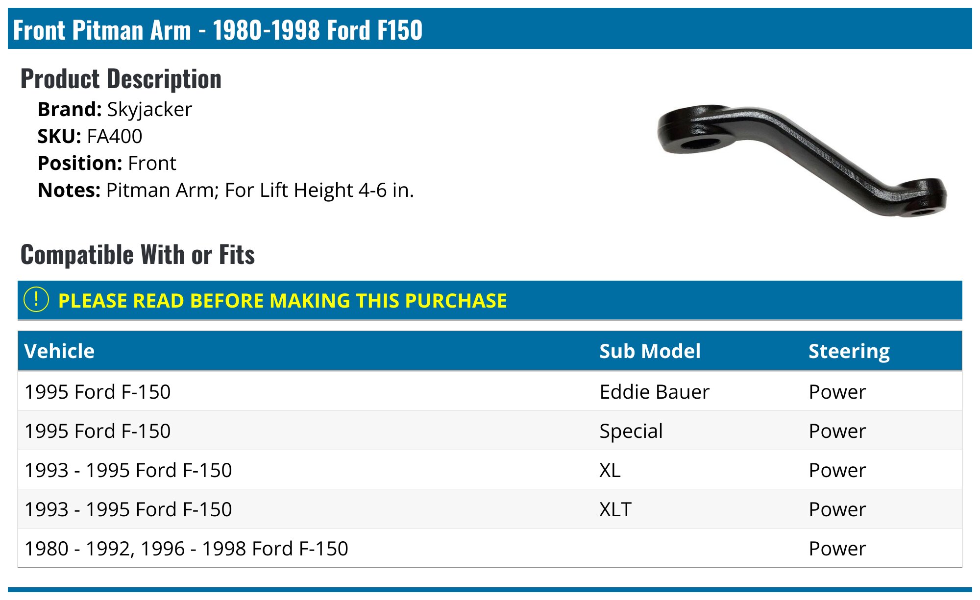 1987-1997 Ford F350 Pitman Arm - MAS PA8750