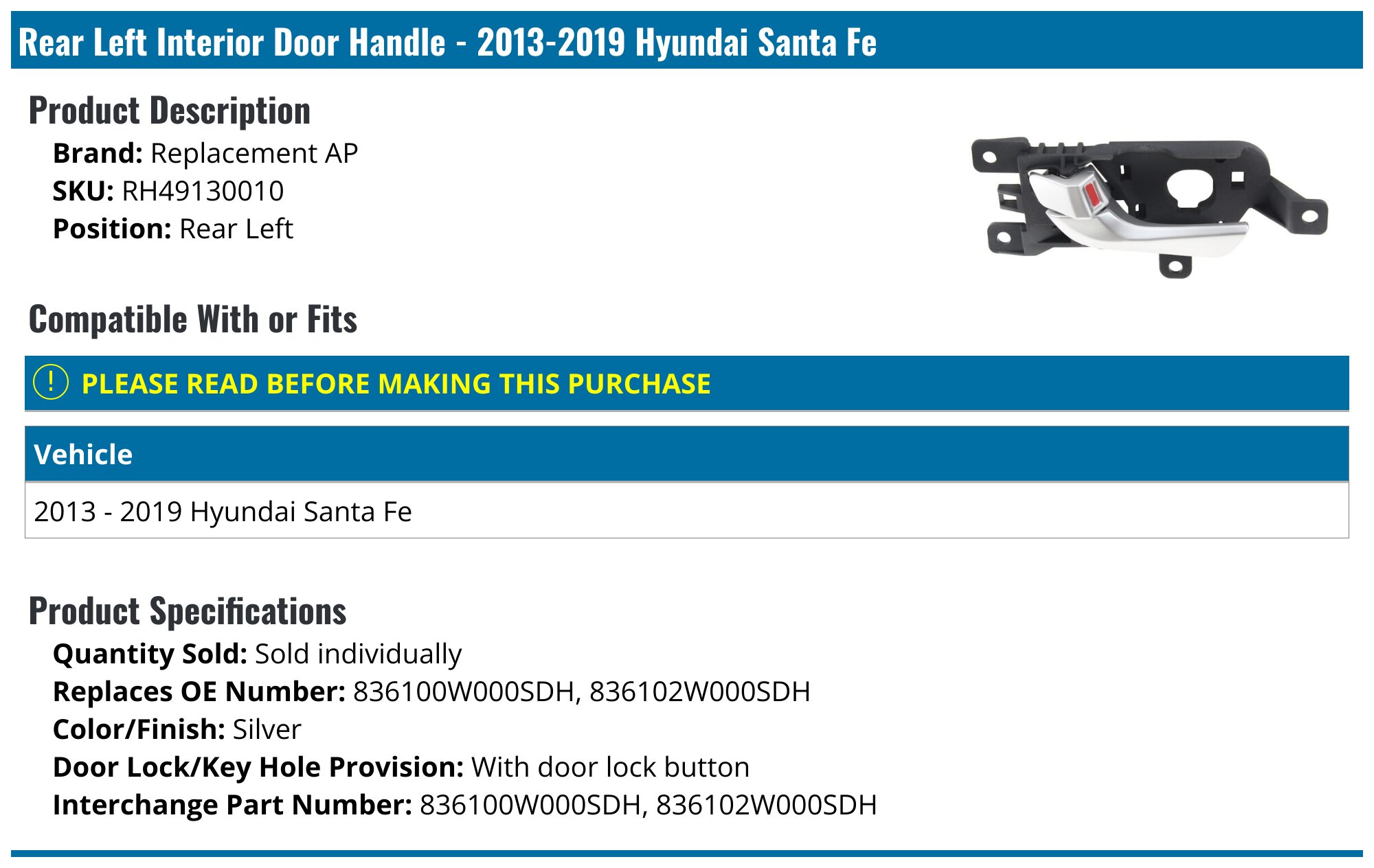 2013 Hyundai Santa Fe Door Latch Recall