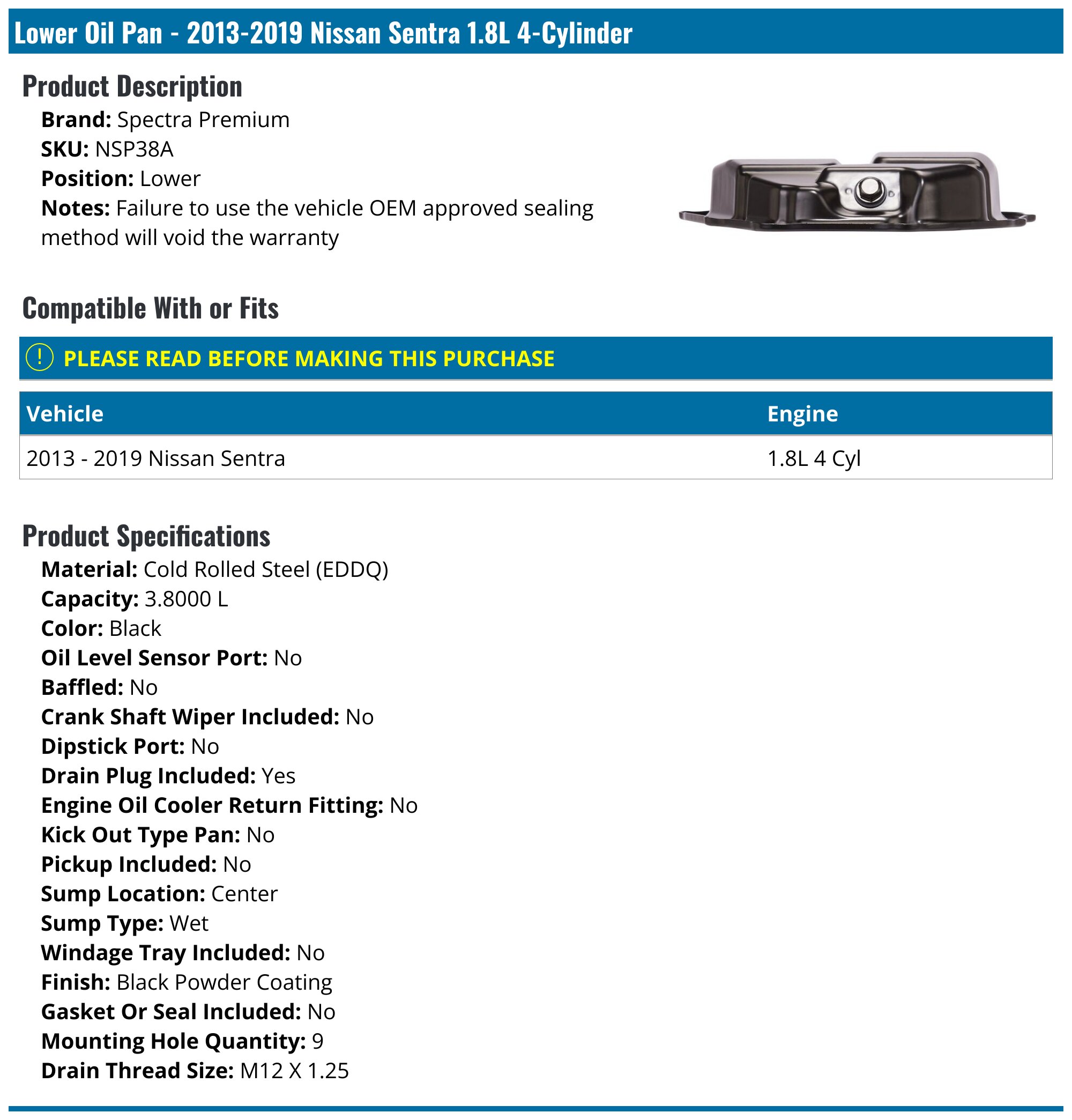 Spectra Premium NSP36 A oil pan