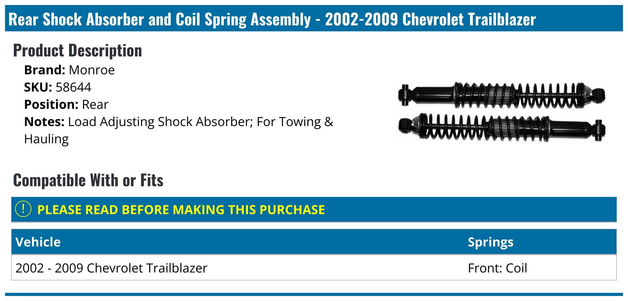 Belltech 2wd Street Performance Rear Shock Absorber FOR 02-09 Chevy