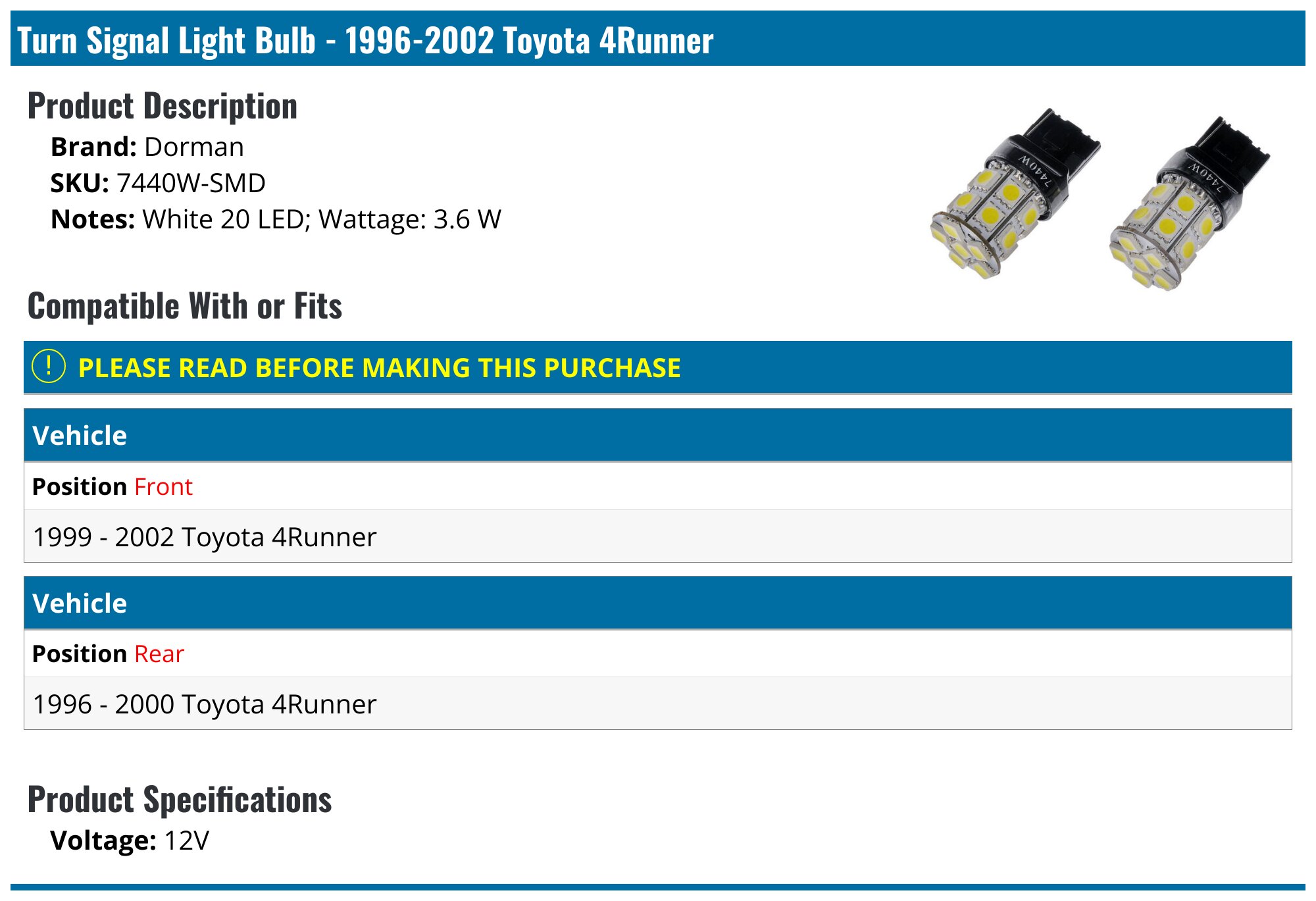 thumbnail image 2 of Jpautowholesale Turn Signal Light Set – Pair, 1989-1995 Toyota Pickup 4Runner, Direct Fit, DOT/SAE 2 of 5