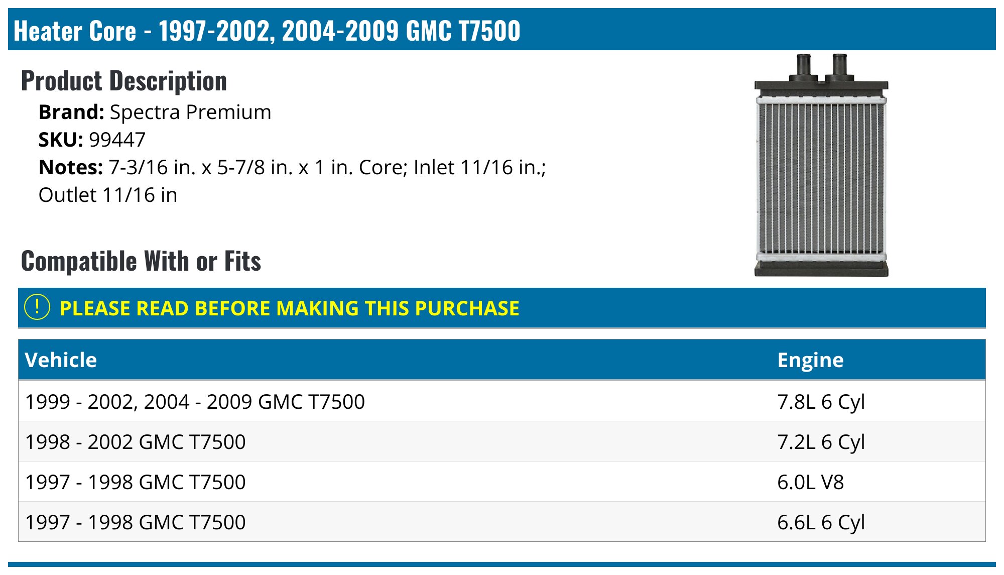 GPD Heater Core 8231275 – Front Heater Core For Chevy/GMC Trucks & SUVs (Suburban, Sierra, Blazer, Jimmy)