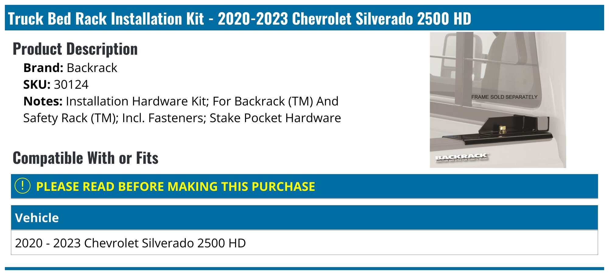 Back Rack 2500hd 2020-2026 Chevrolet Silverado 2500 HD Truck Bed Rack Installation Kit ...