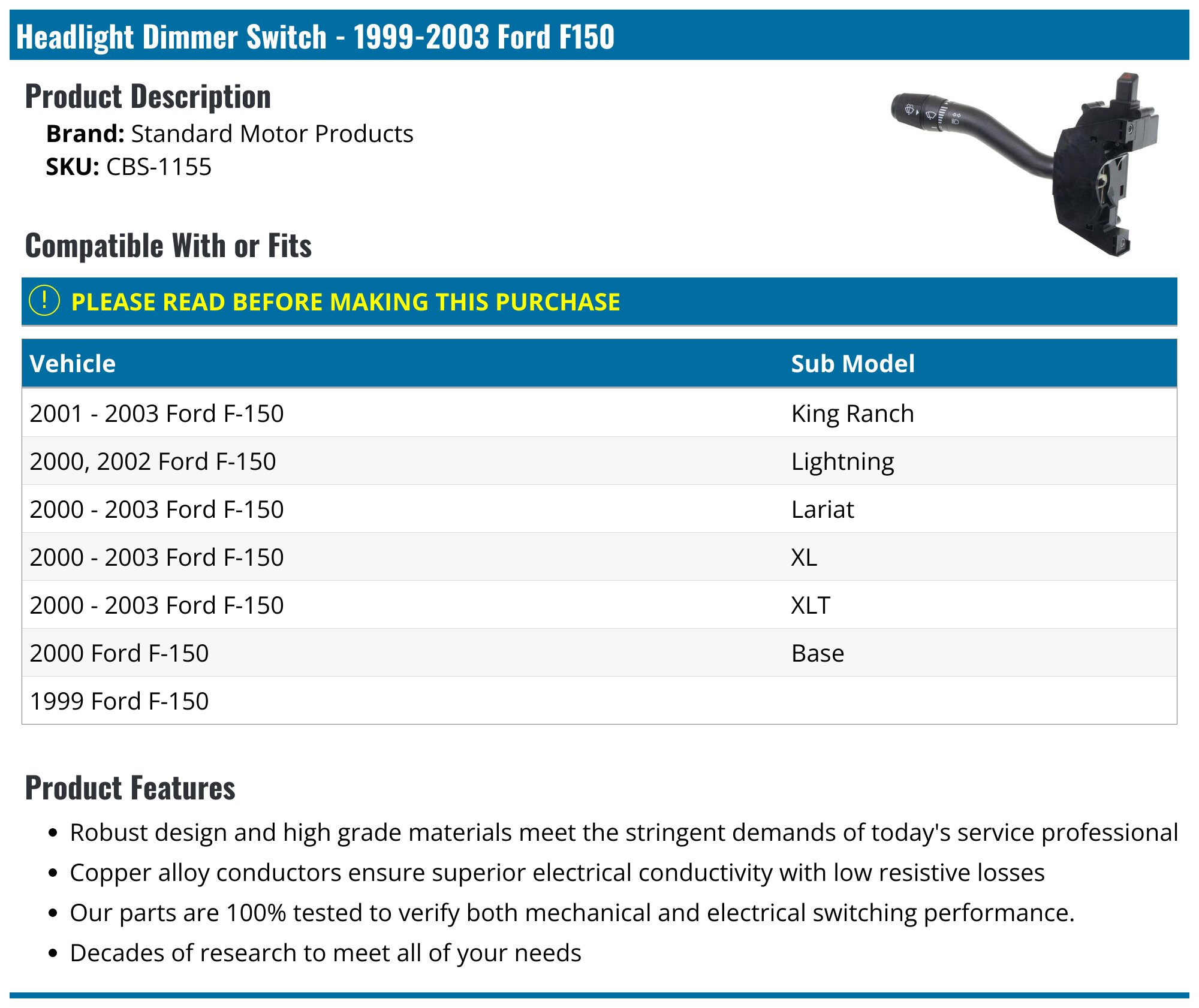 1997-2003 FOR FORD FOG HEADLAMP LGHT DMMER SWTCH F-150 F-250 F-350