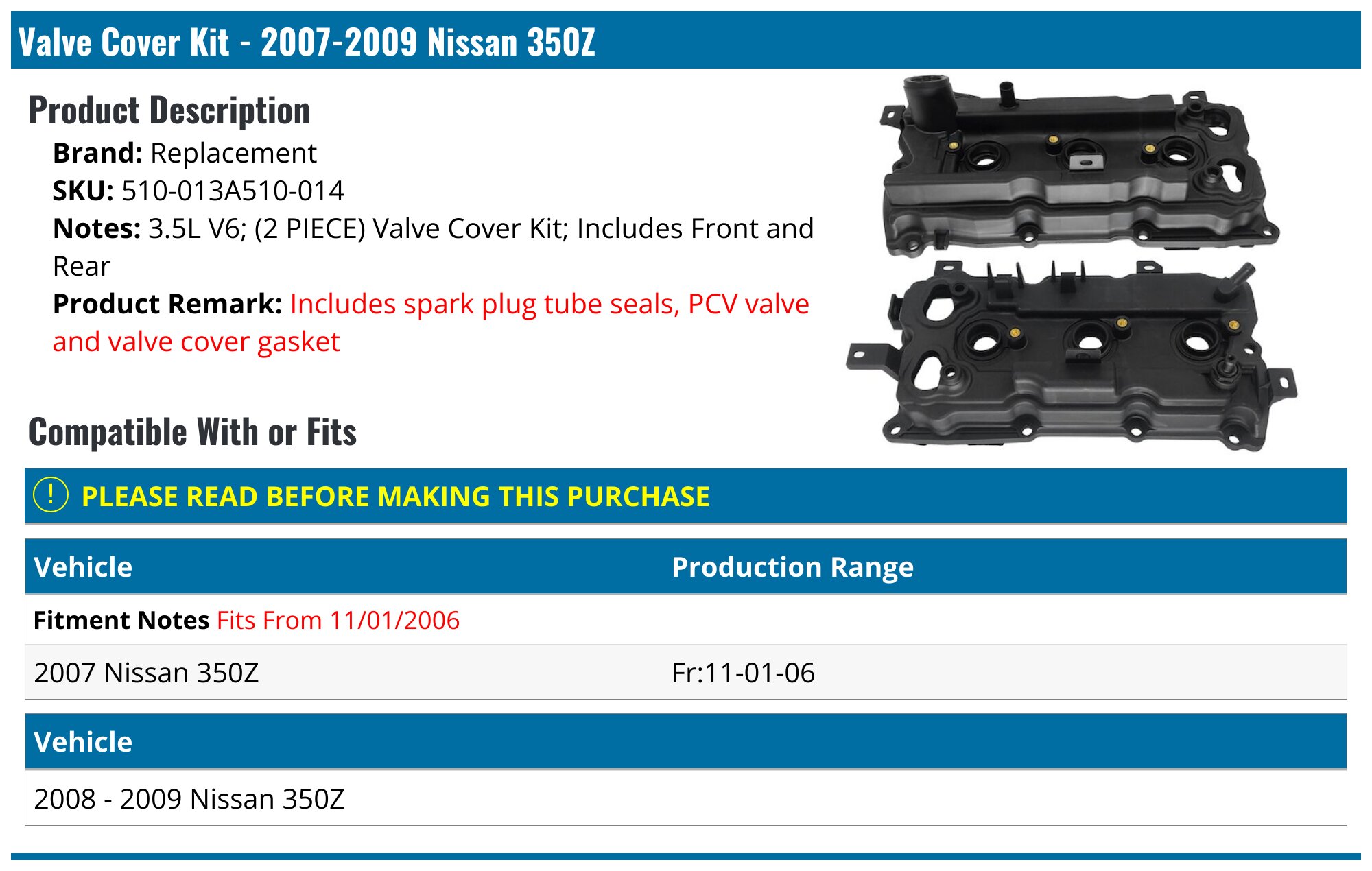 20072009 Nissan 350Z Valve Cover Replacement 510013A510014