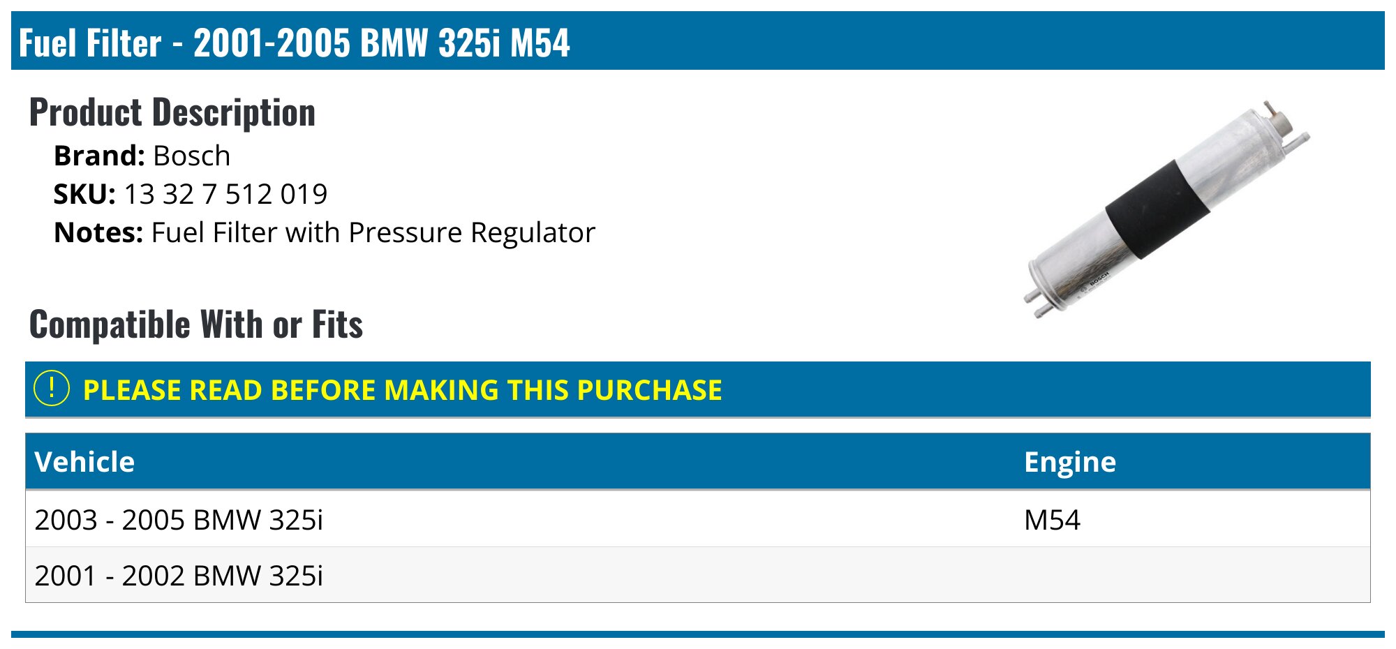 Herko FTS007 Fuel Filter & Pressure Regulator Assembly – For BMW 323i, 325i, 325xi (2006-2013)