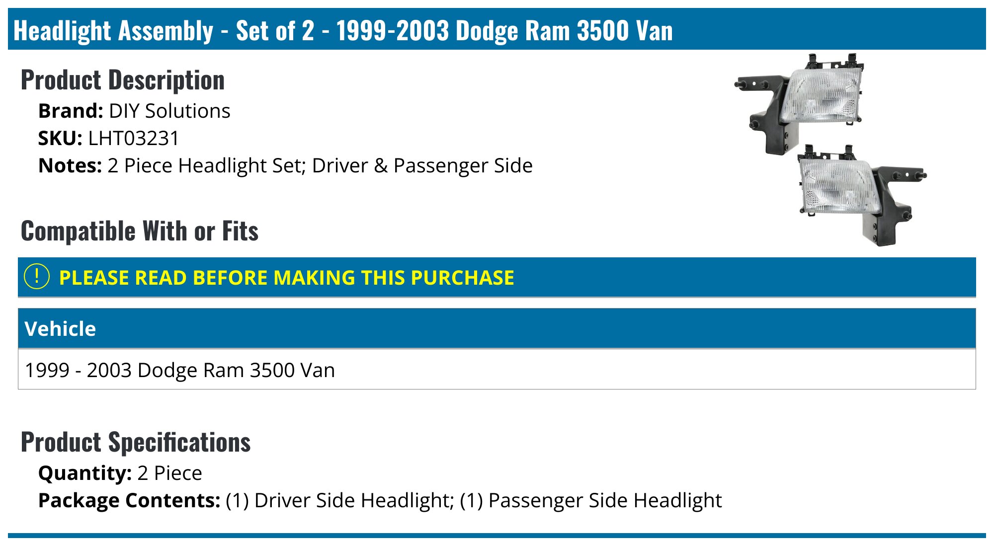 For 02-05 Ram 1500 2003-2005 Ram 2500 3500 Black Halo Projector LED Headlights E - Foto 12