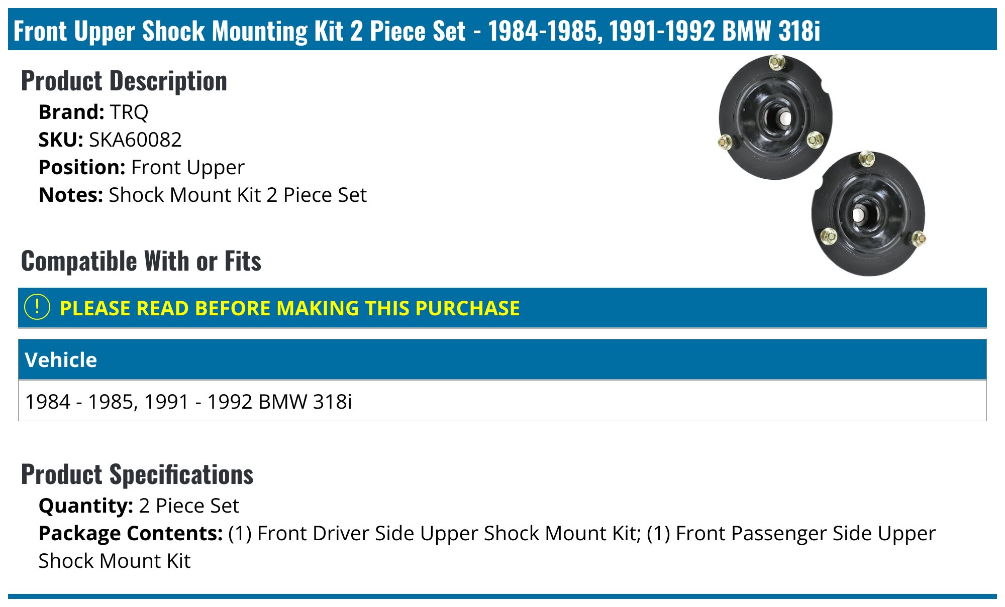 H&R 22mm Front & 18mm Rear Sway Bar Kit | BMW 318i (84-85) (72406) main image 0